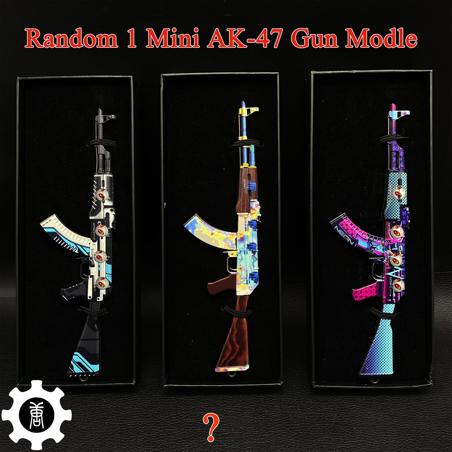 Marble Fade Balisong Karambit Stickers Keychains Mini AK Gift Case