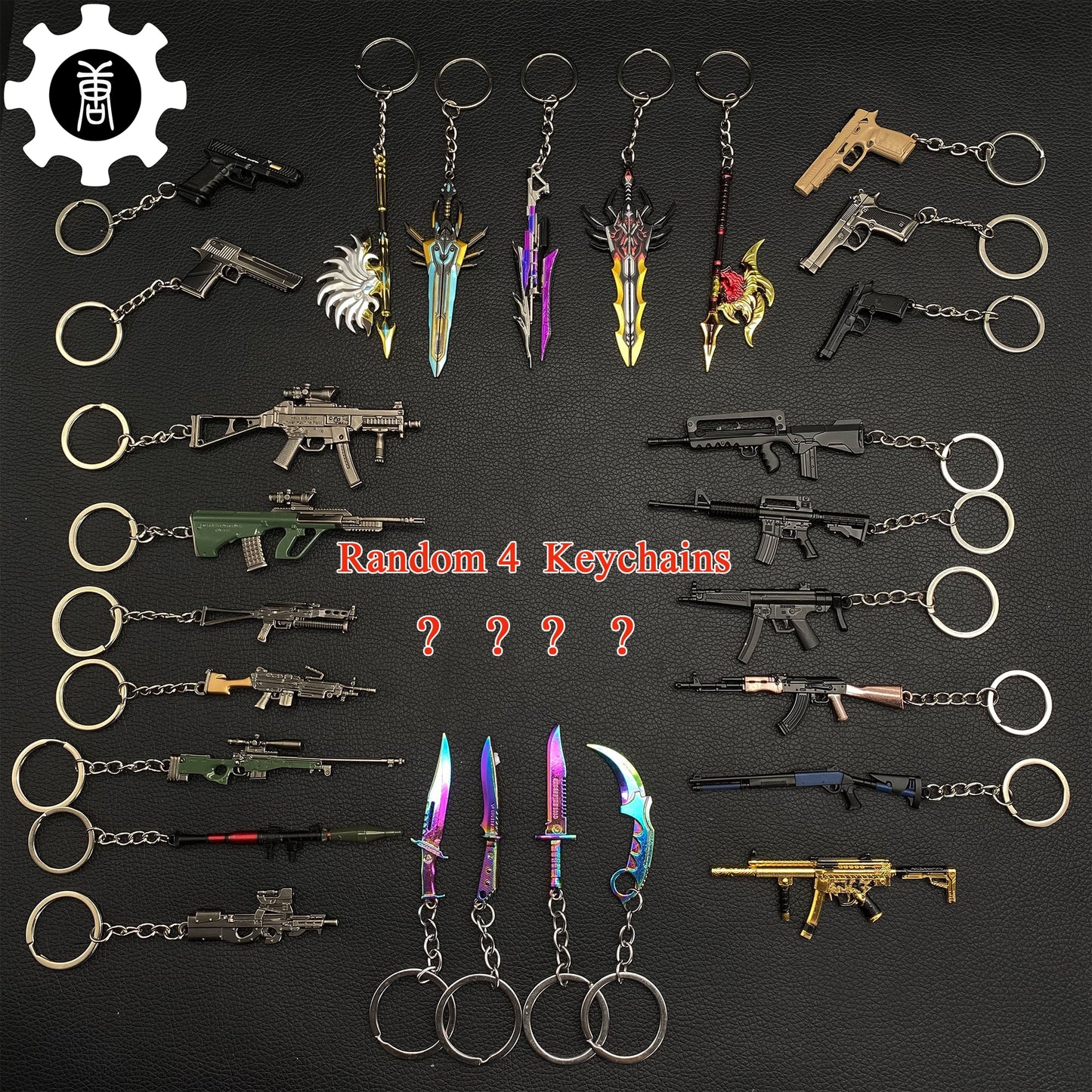 Marble Fade Balisong Karambit Stickers Keychains Mini AK Gift Case