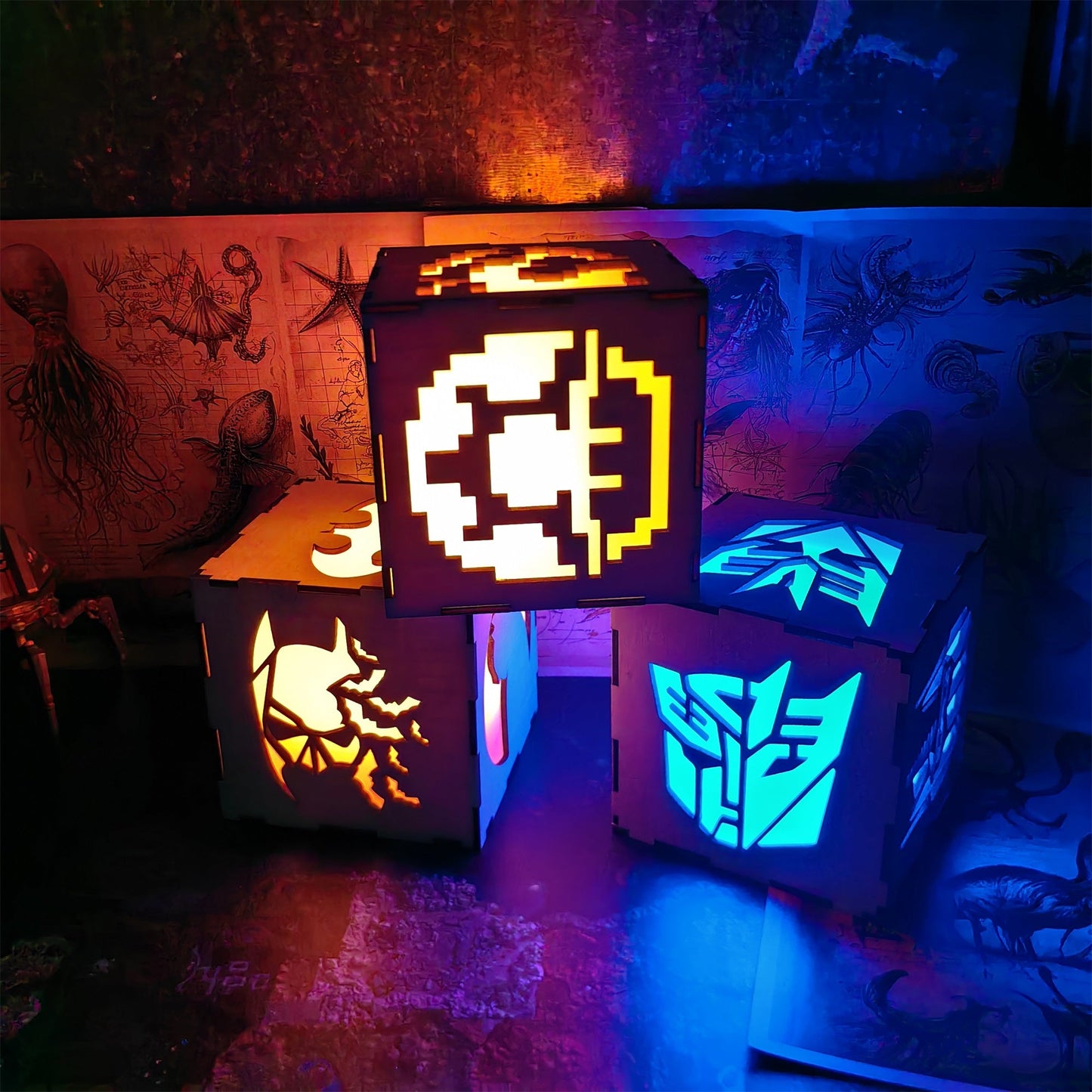 Classical Game Fire Flower Inspired Night Light Room Decor