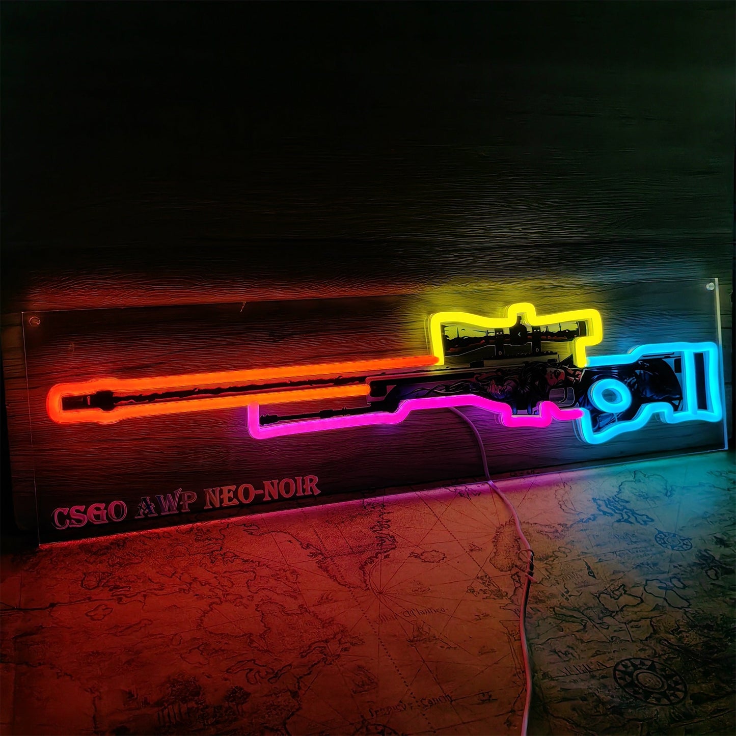 AWP Neo-Noir Sniper Gun Neon Light Wall Decor