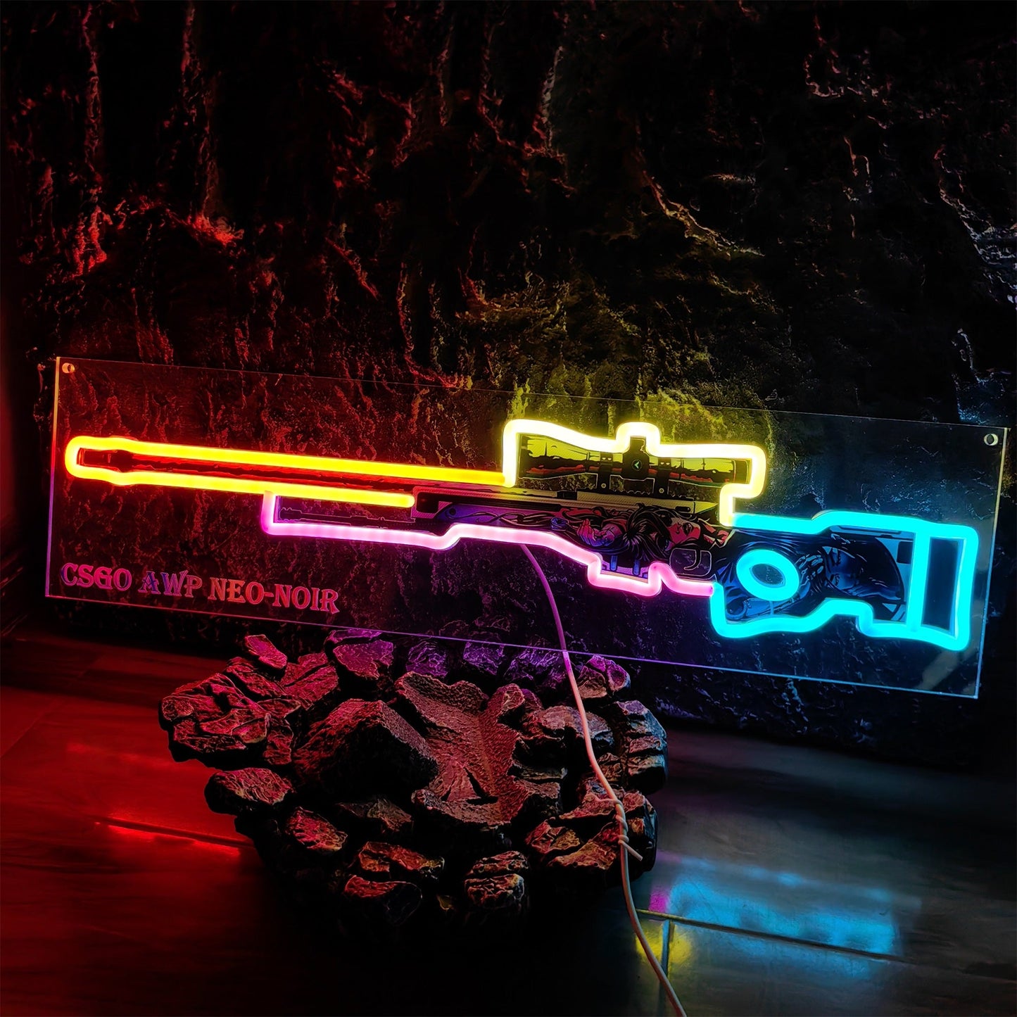 AWP Neo-Noir Sniper Gun Neon Light Wall Decor