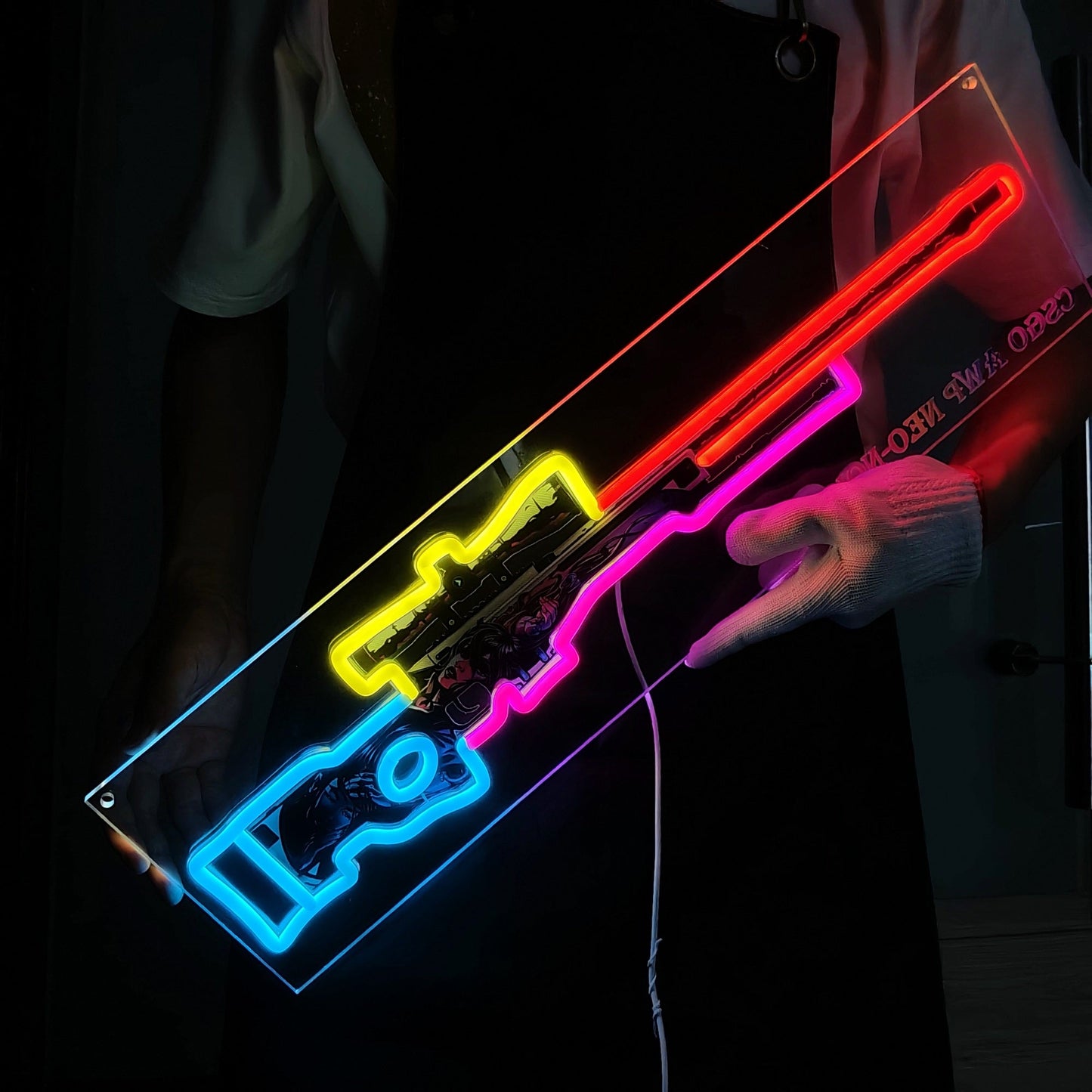 AWP Neo-Noir Sniper Gun Neon Light Wall Decor
