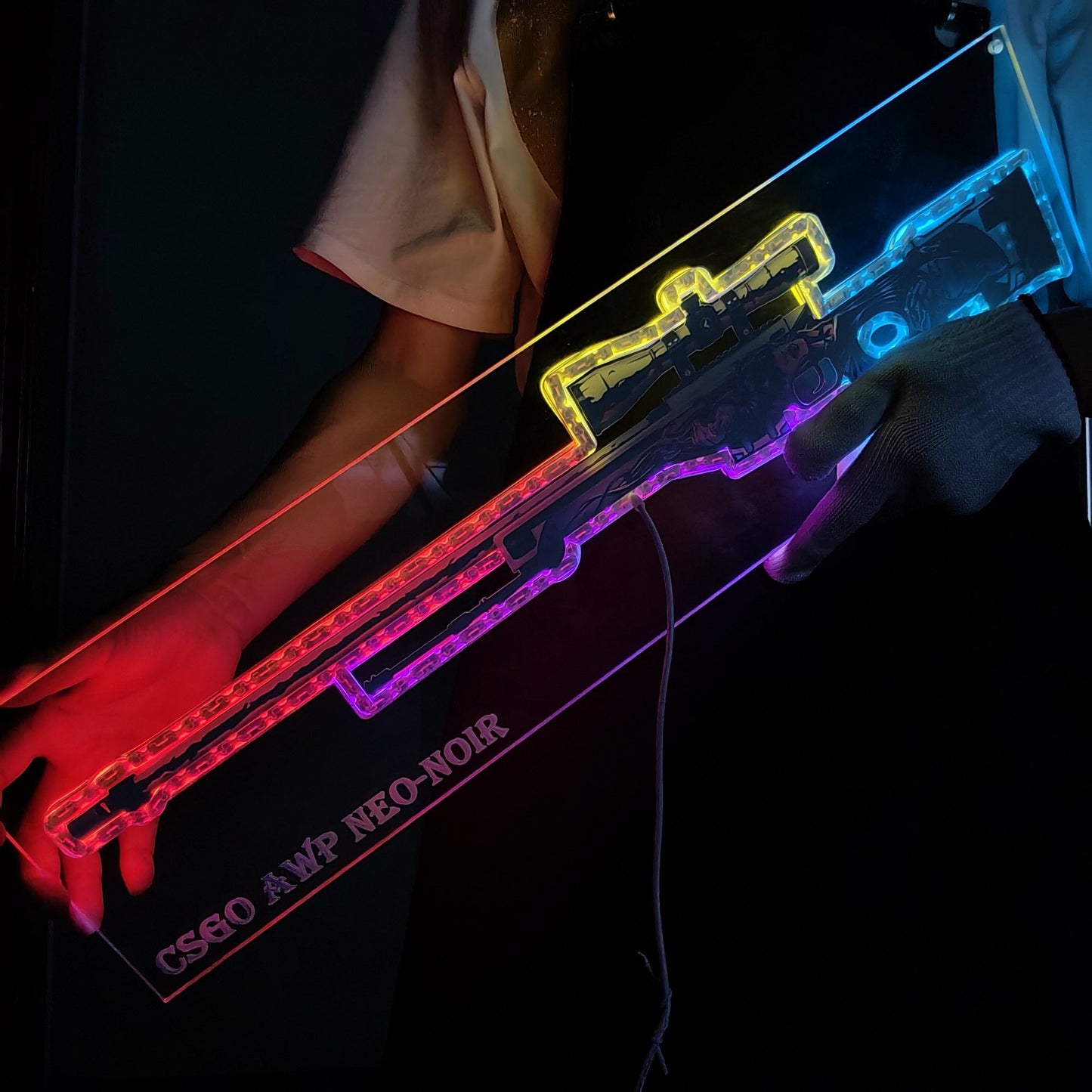 AWP Neo-Noir Sniper Gun Neon Light Wall Decor