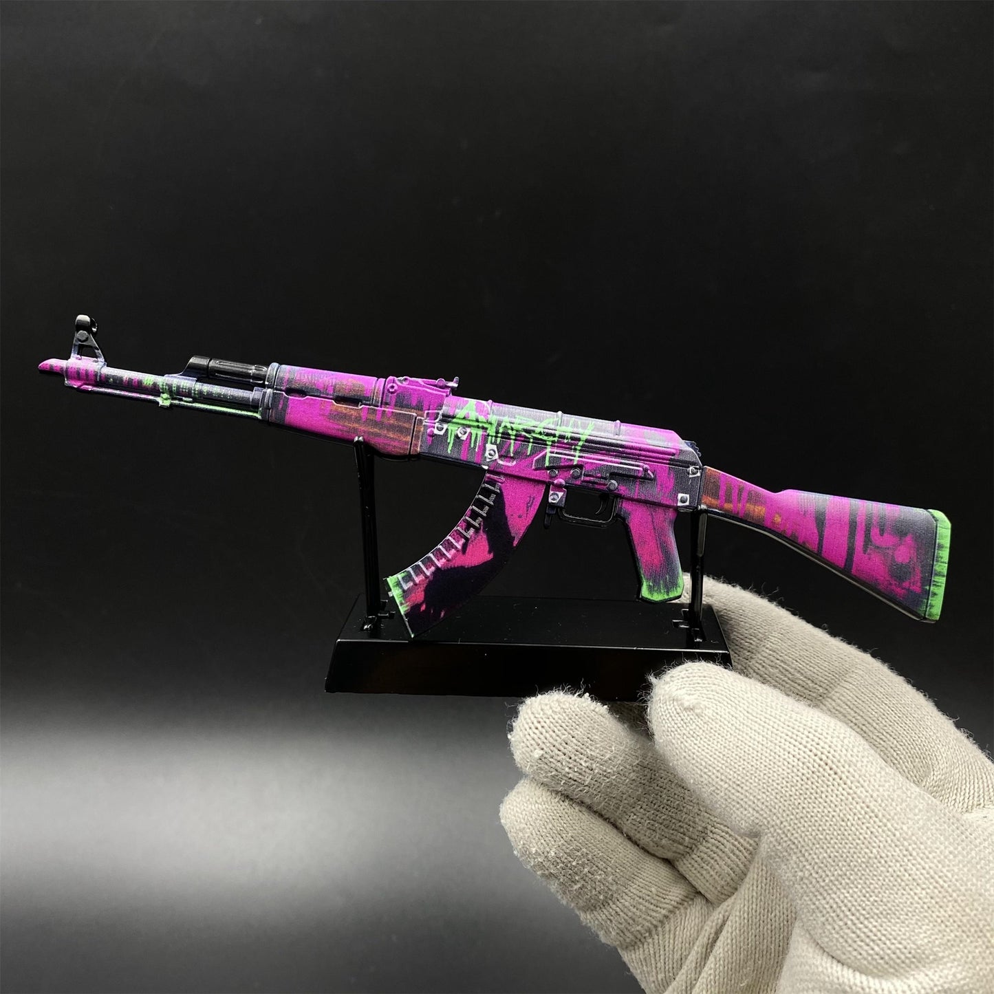 Tiny Gun AK47 Neon Revolution Metal Miniature For Collection