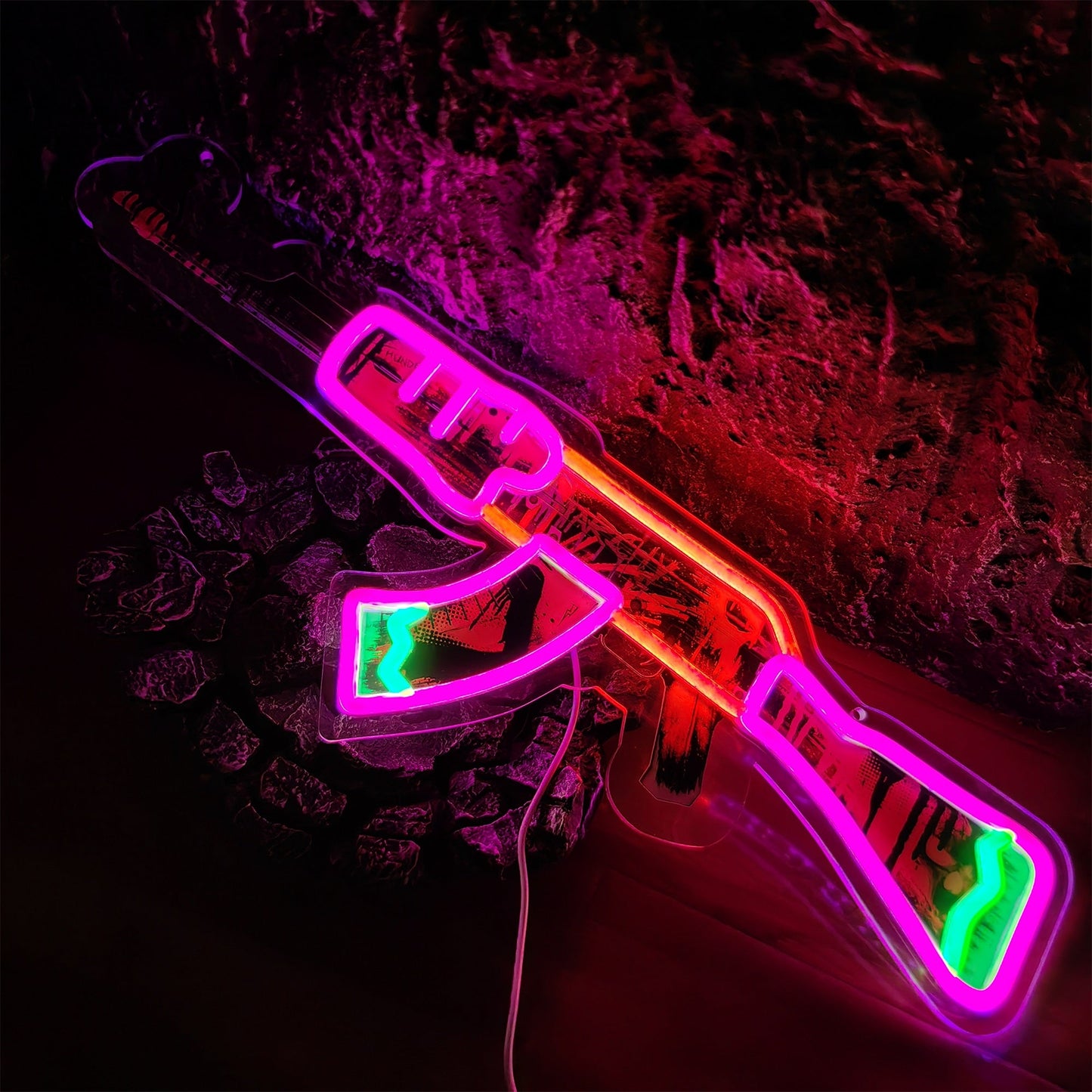 AK47 Neon Revolution 3D Colorful Neon Light Wall Decor