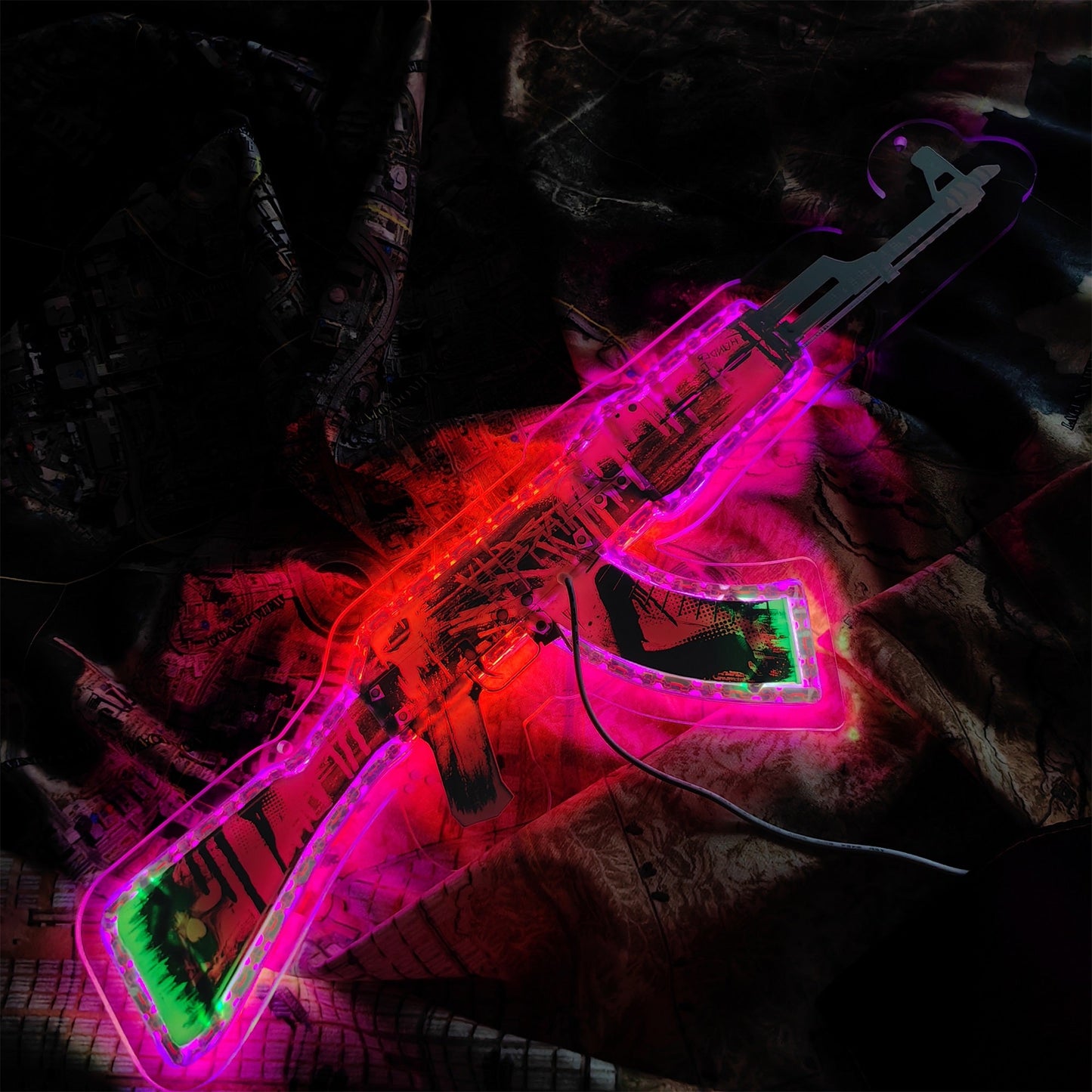 AK47 Neon Revolution 3D Colorful Neon Light Wall Decor