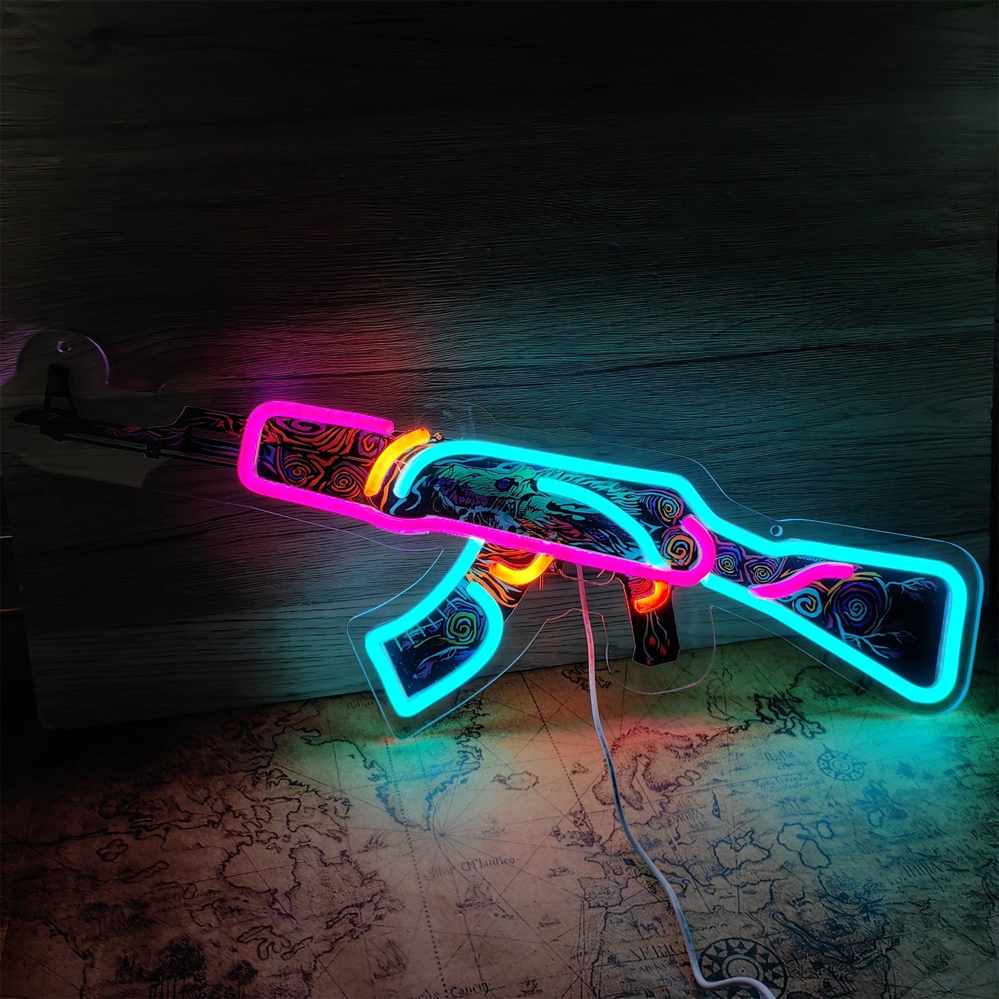 AK47 Nightwish 3D Colorful Night Neno Sign Wall Decor