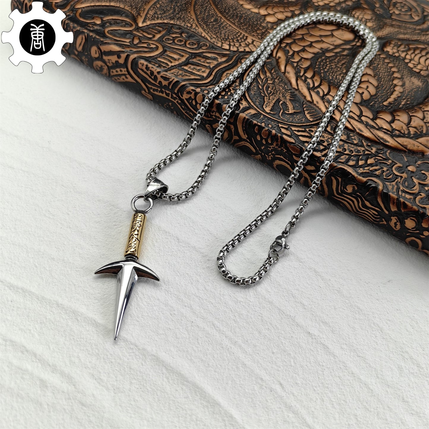 Ninja God Flying Kunai Tiny Metal Necklace