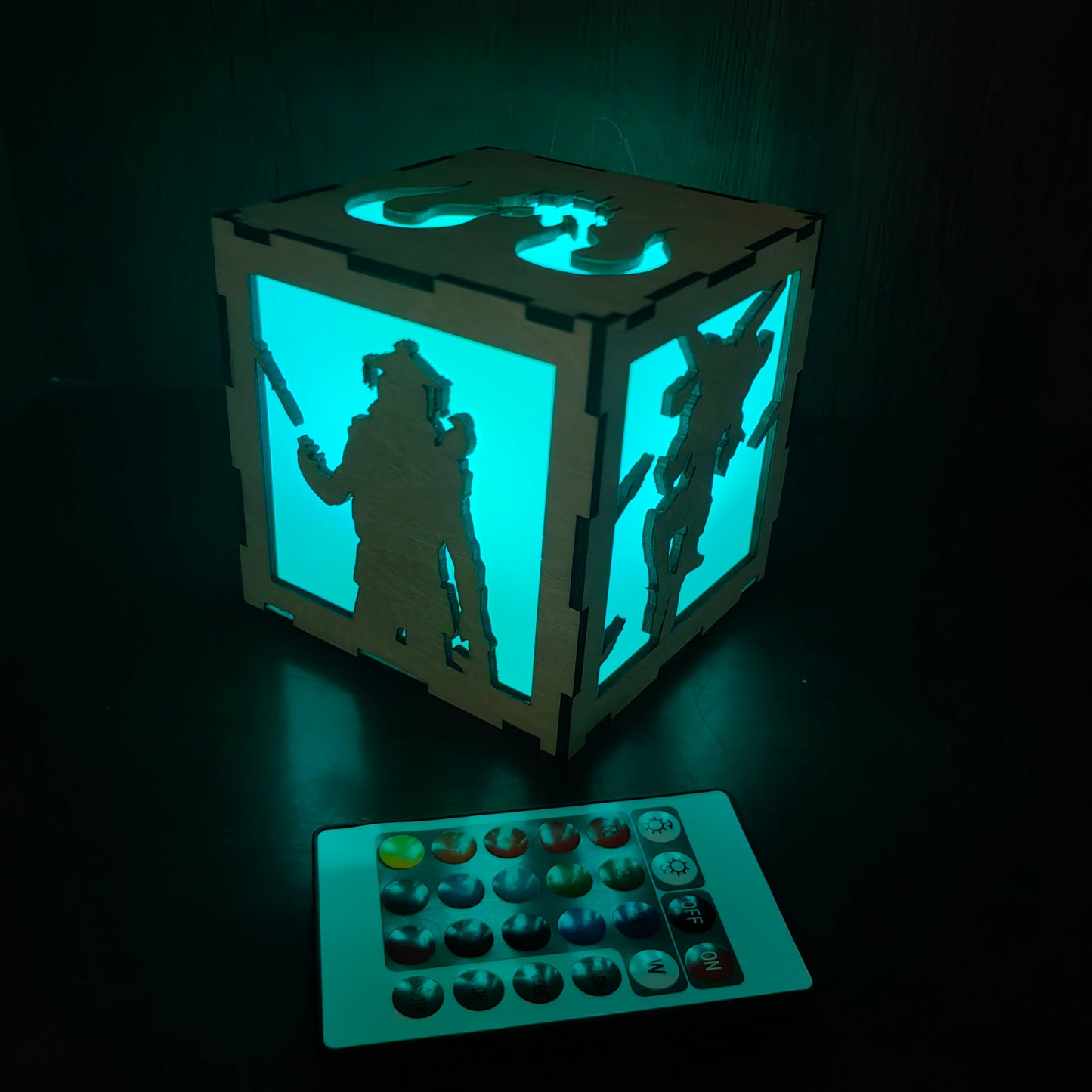 Octane Valkyrie Wood Cube Light Desk Decor