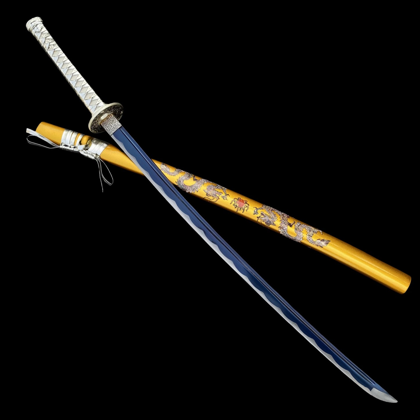 Life-size Yellow Dragon Design Samurai Katana Replica
