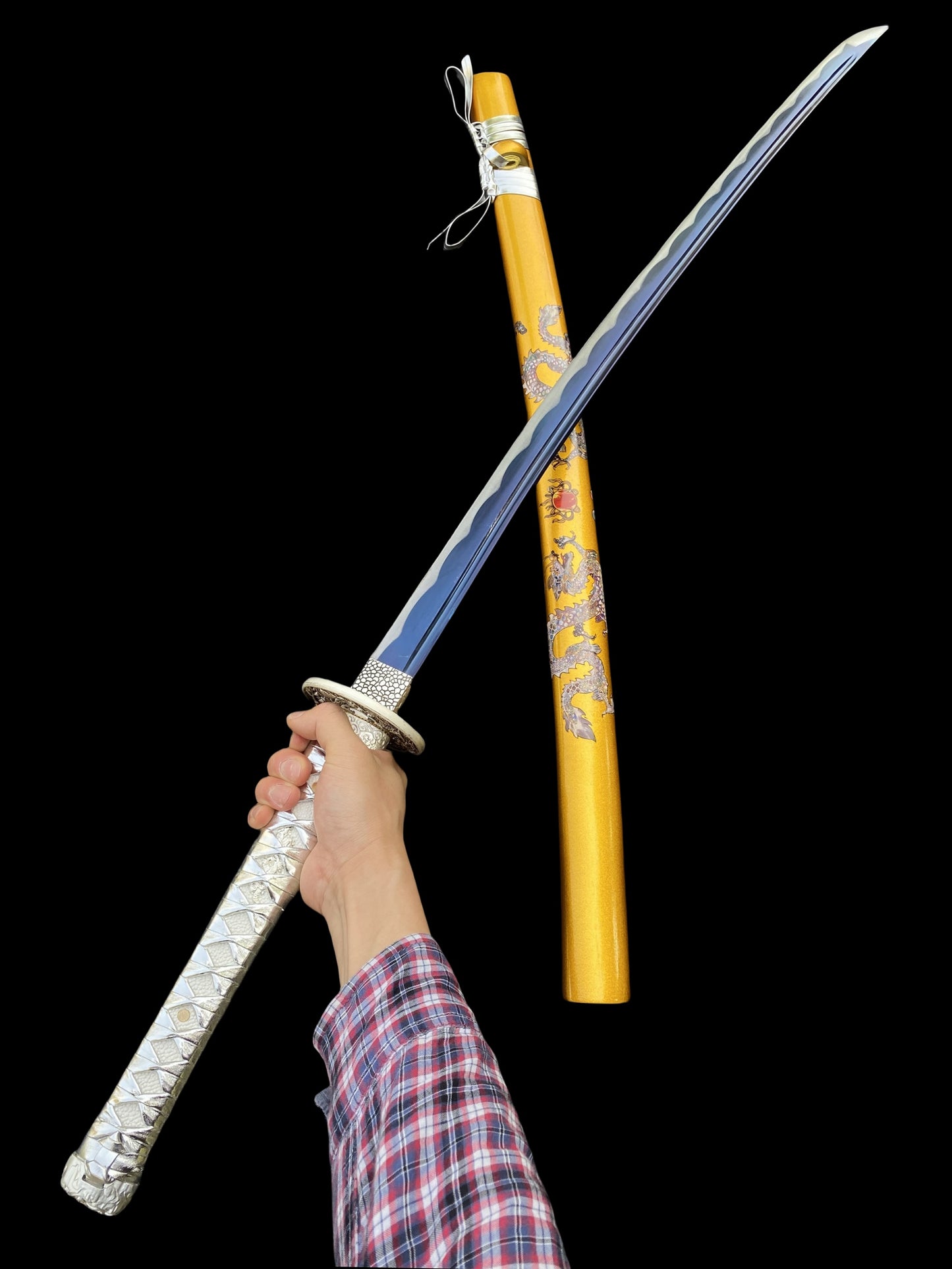Life-size Yellow Dragon Design Samurai Katana Replica