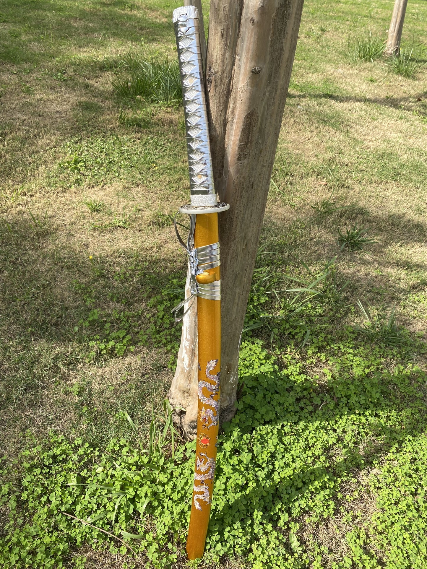 Life-size Yellow Dragon Design Samurai Katana Replica