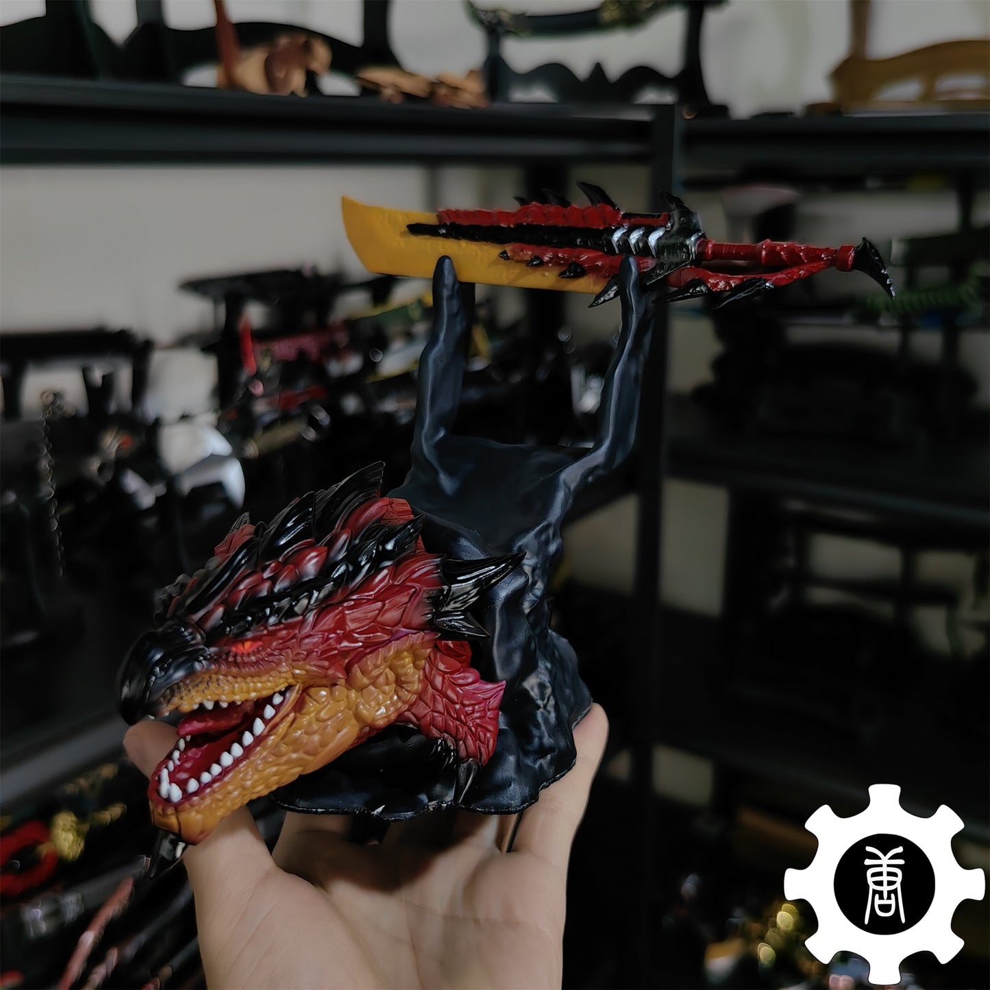 3D Printed Rathalos Head Halberion Blade Gamepad Controller Stand