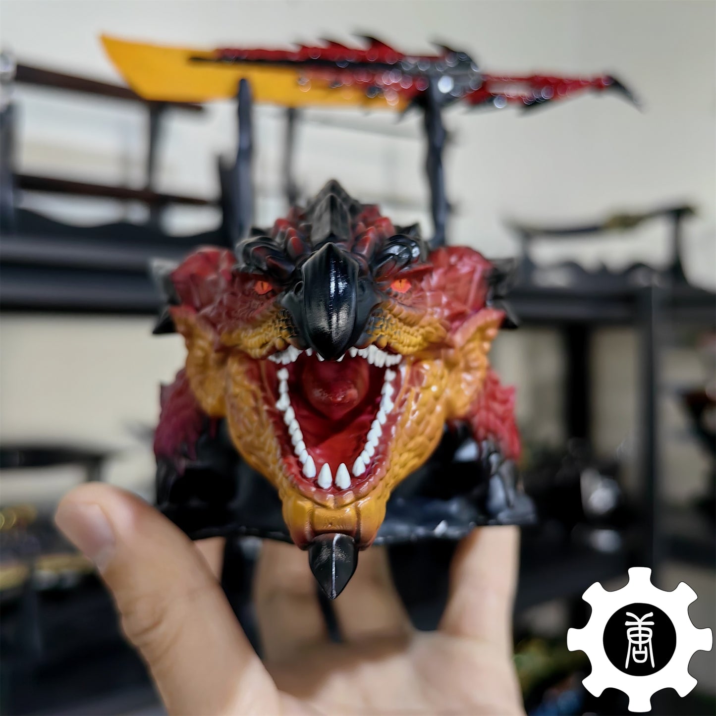 3D Printed Rathalos Head Halberion Blade Gamepad Controller Stand