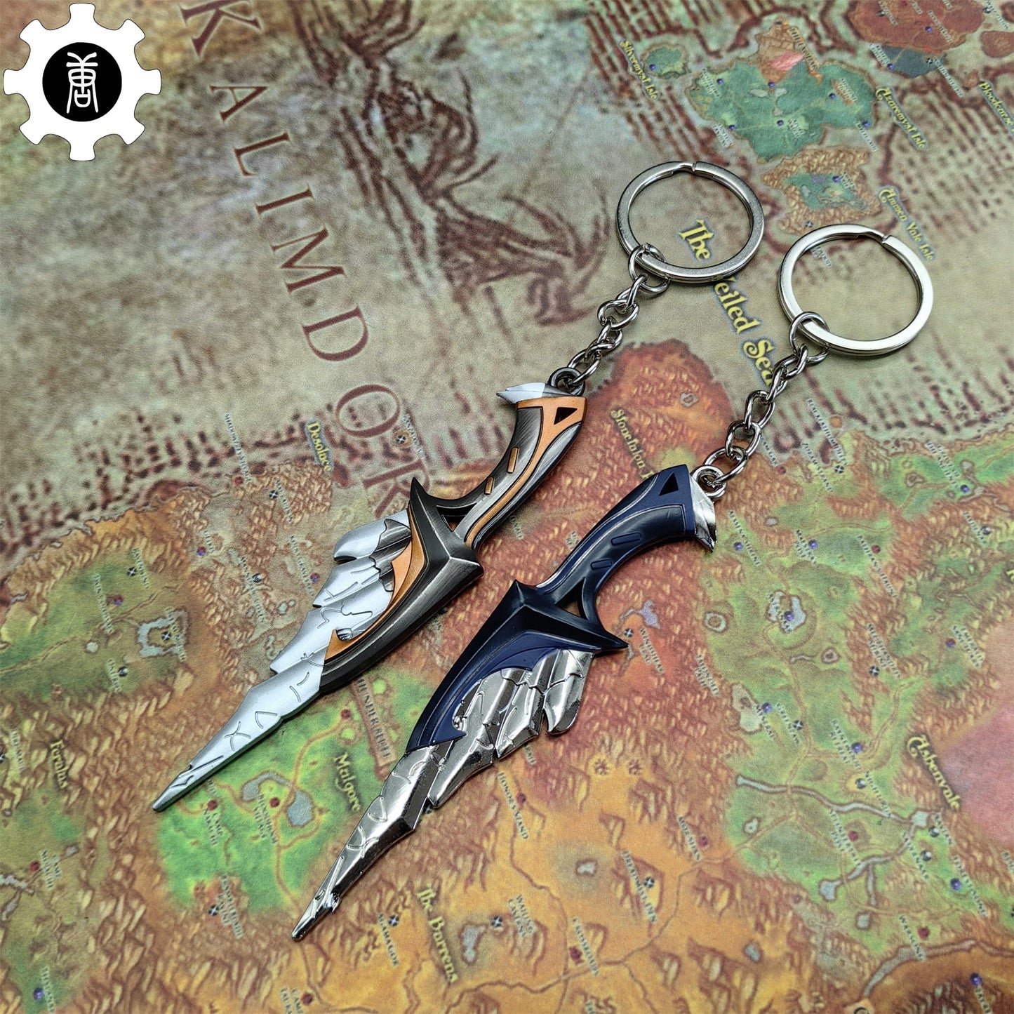 Metal Relic Stone Daggers Tiny KeyChain Pendant