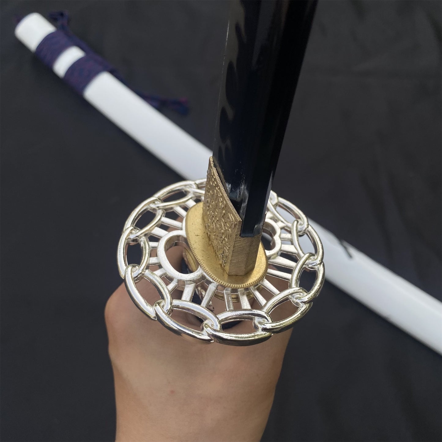 Japanese Katana Life-size Silver Lock Dancing Maiden Katana Replica