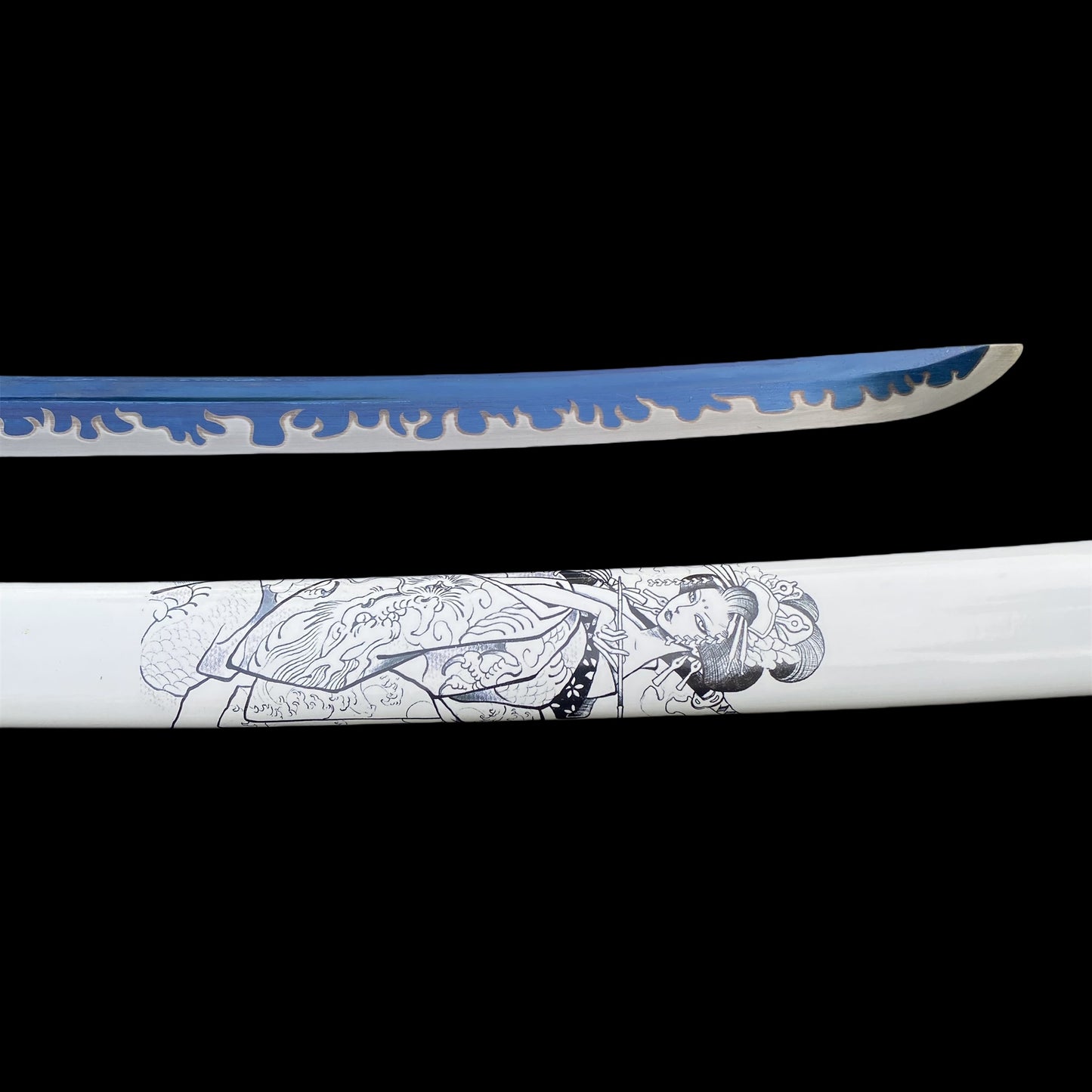 Japanese Katana Life-size Silver Lock Dancing Maiden Katana Replica
