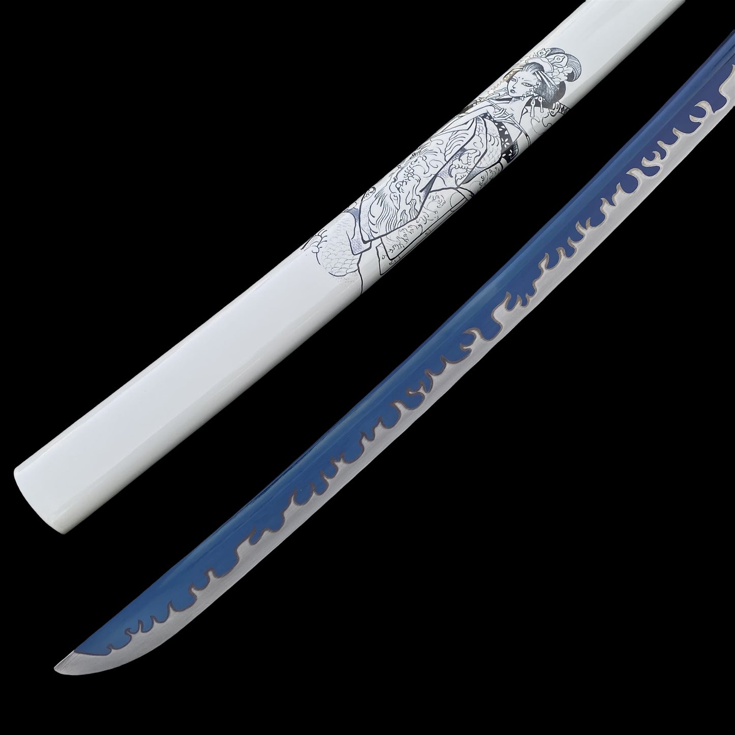 Japanese Katana Life-size Silver Lock Dancing Maiden Katana Replica