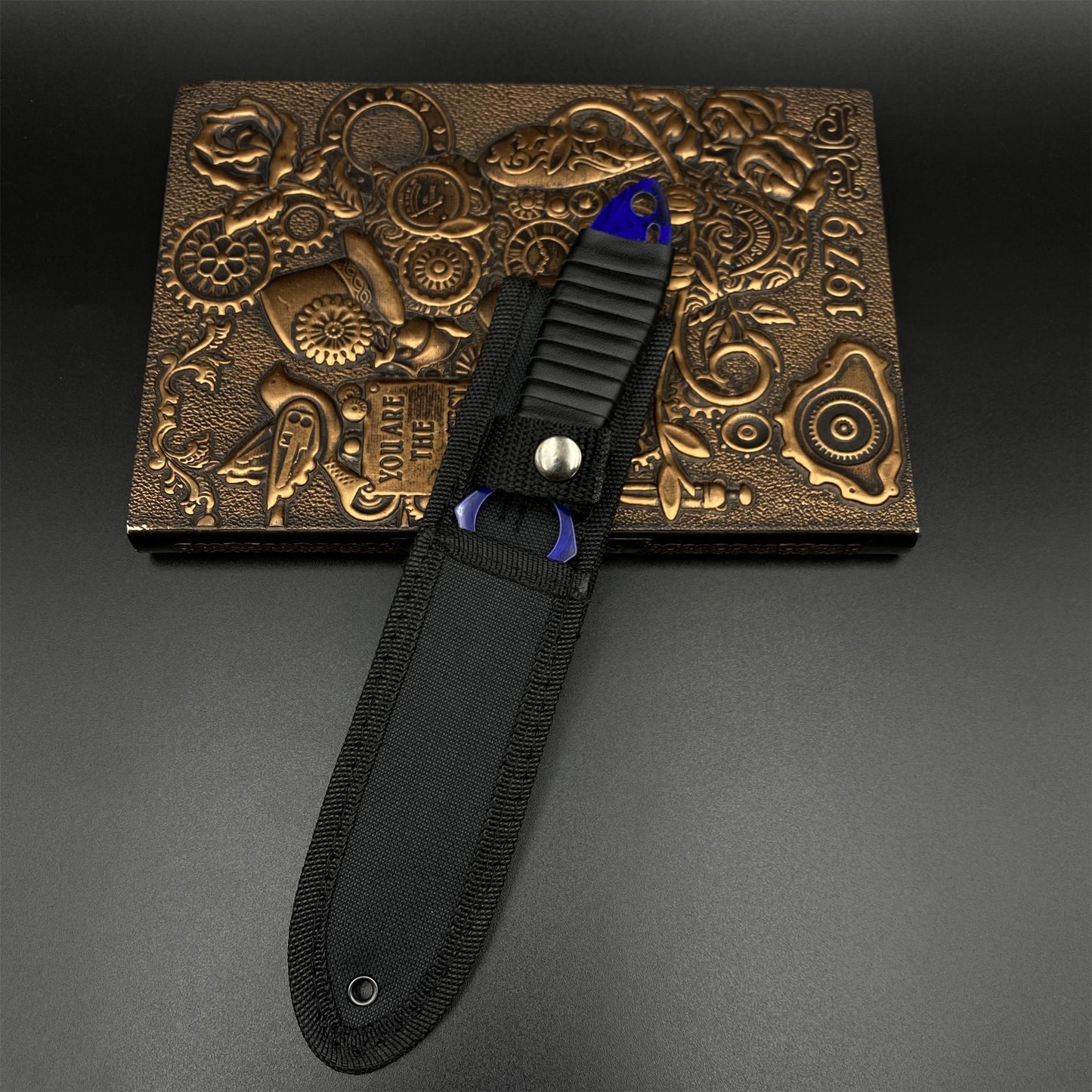 420 Steel Skeleton Knife Doppler Sapphire Dull Blade Replica For Game Collection