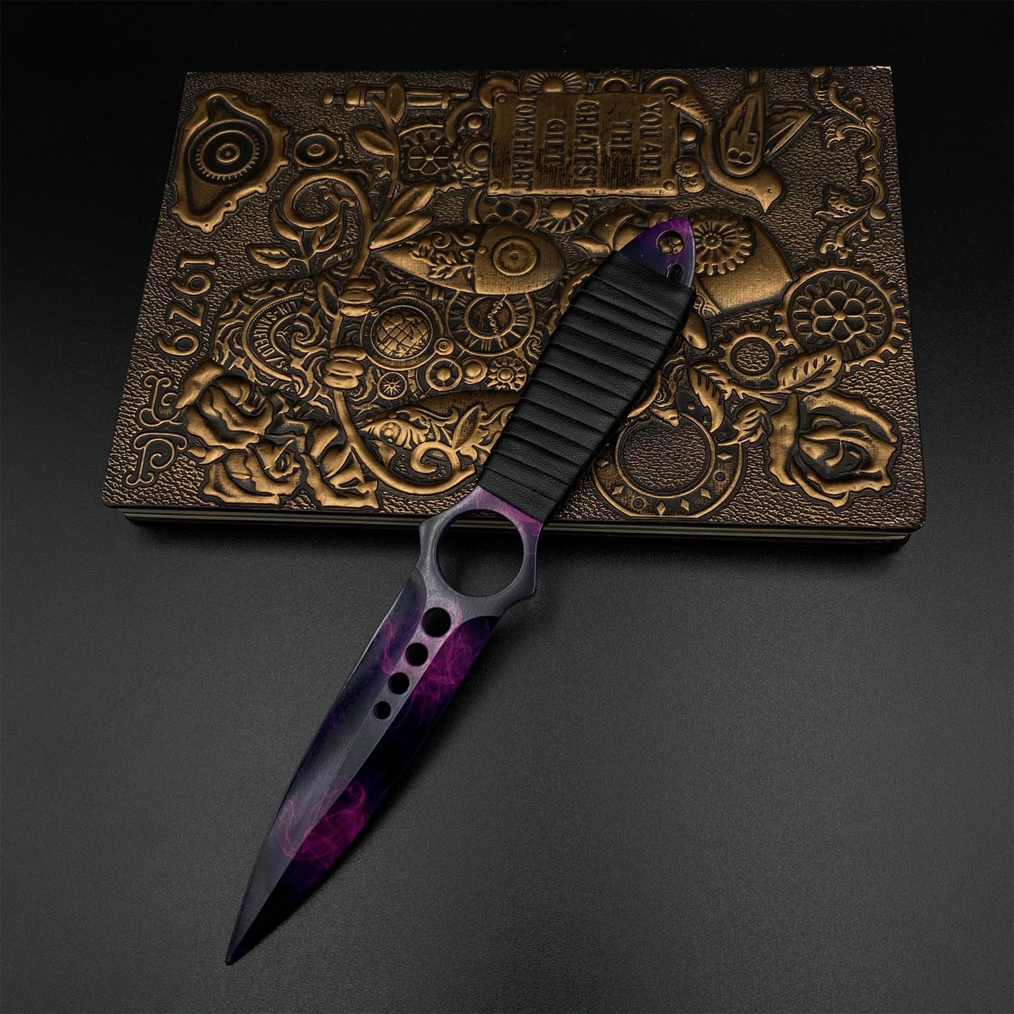 CS Skeleton Knife Doppler Dull Blade 420 Steel Replica For Game Collection