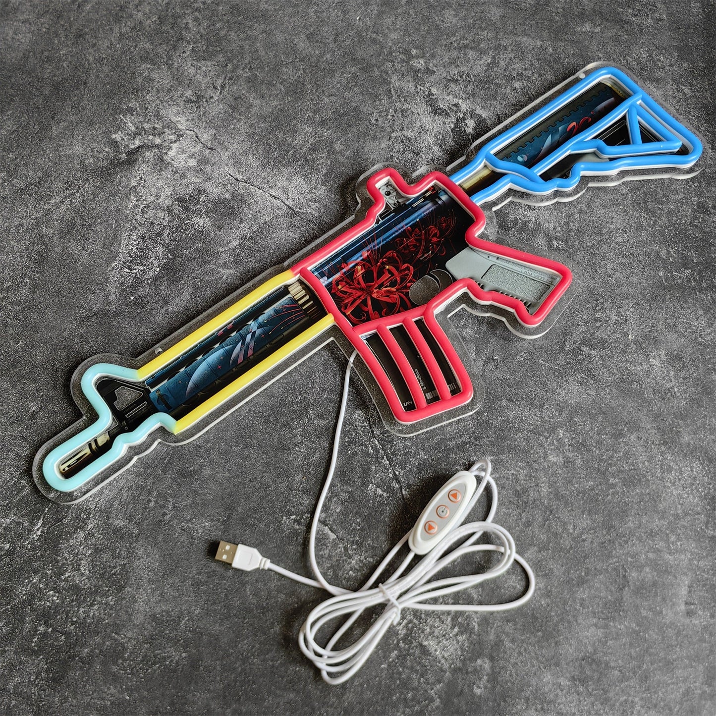 M4A4 Spider Lily Color Rifle Neon Light Wall Decor