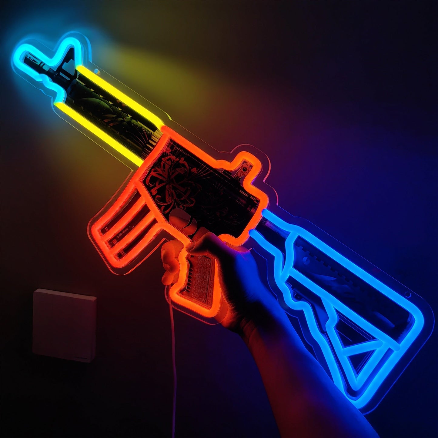 M4A4 Spider Lily Color Rifle Neon Light Wall Decor
