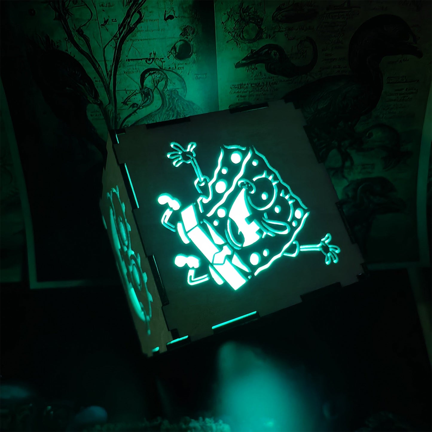 Handmade SpongeBob Wooden Lantern Night Light