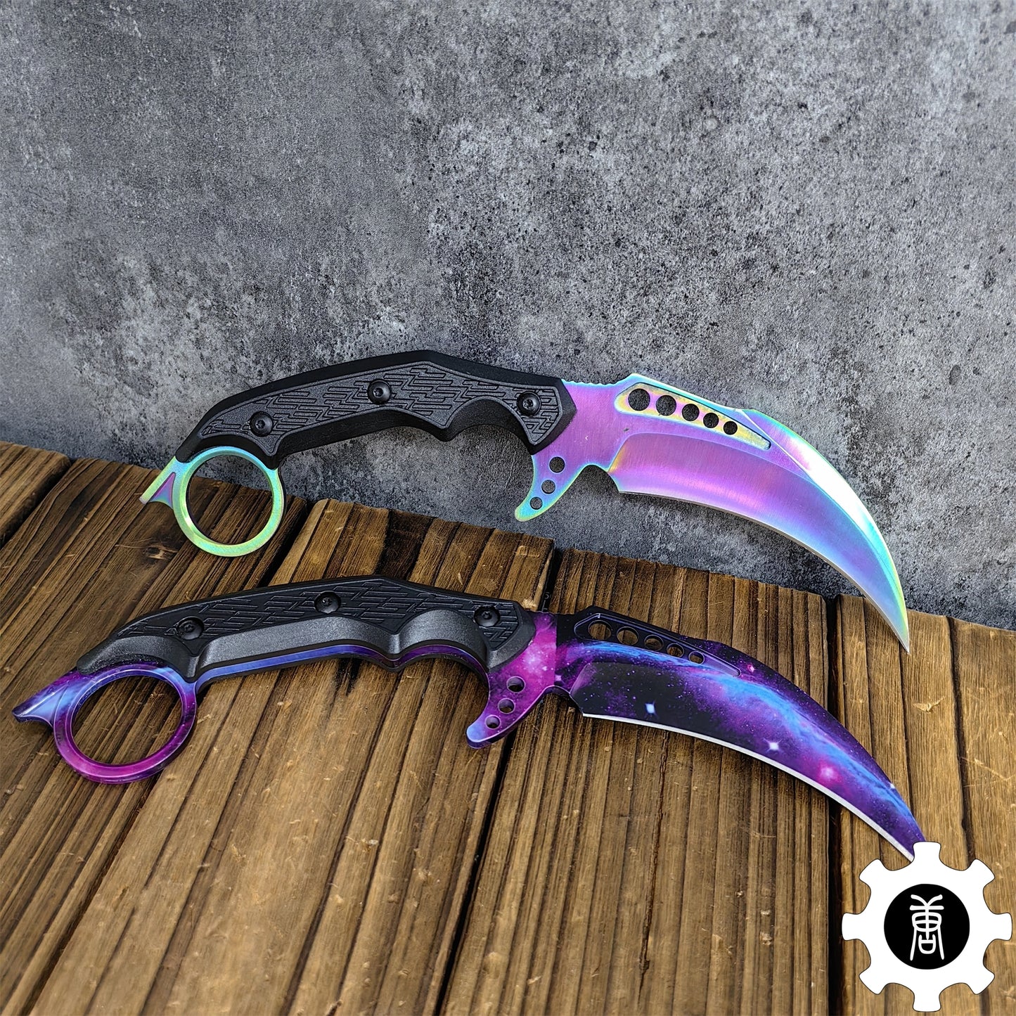 Galaxy Blue Steel Tactical Karambit Knife Sharp Blade