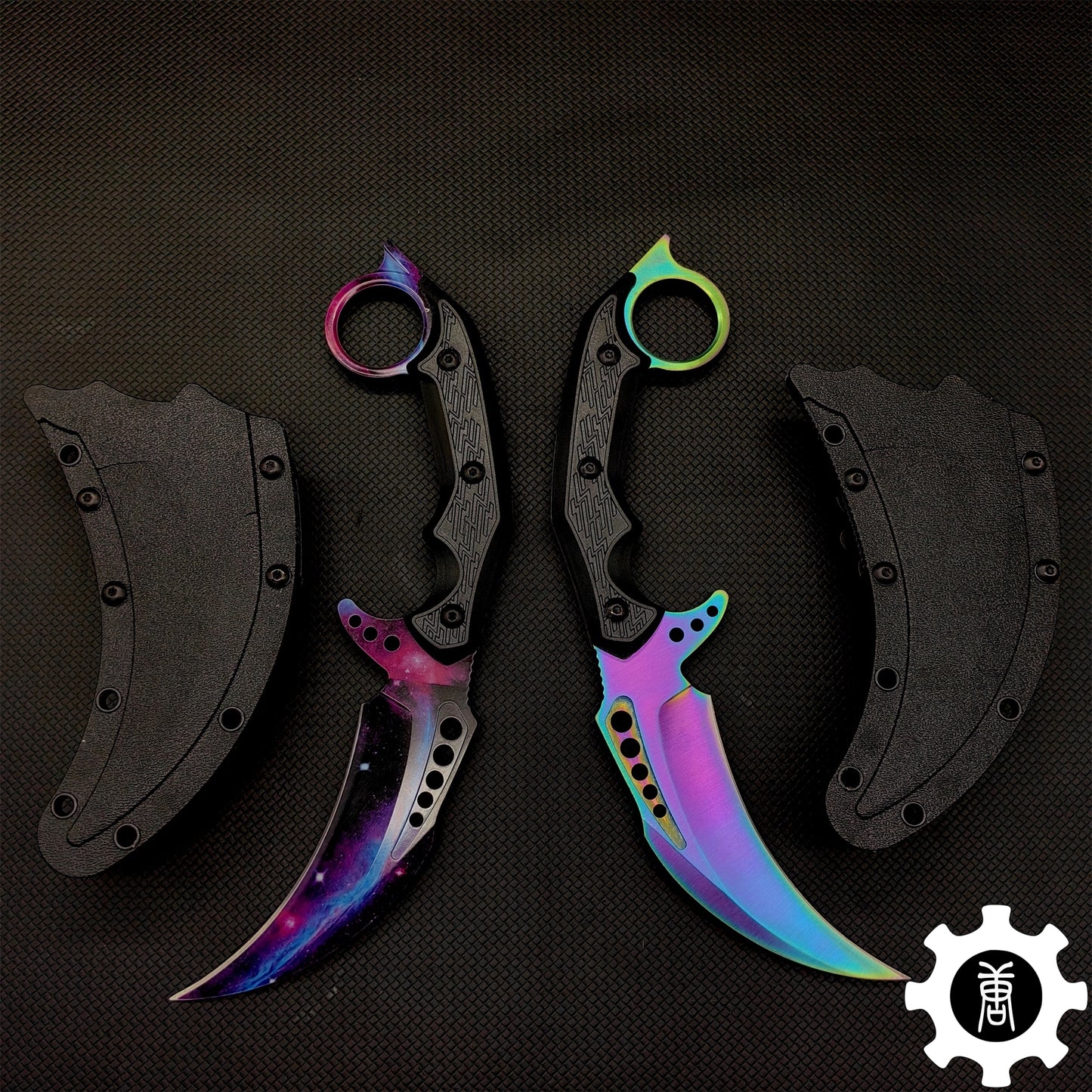 Galaxy Blue Steel Tactical Karambit Knife Sharp Blade