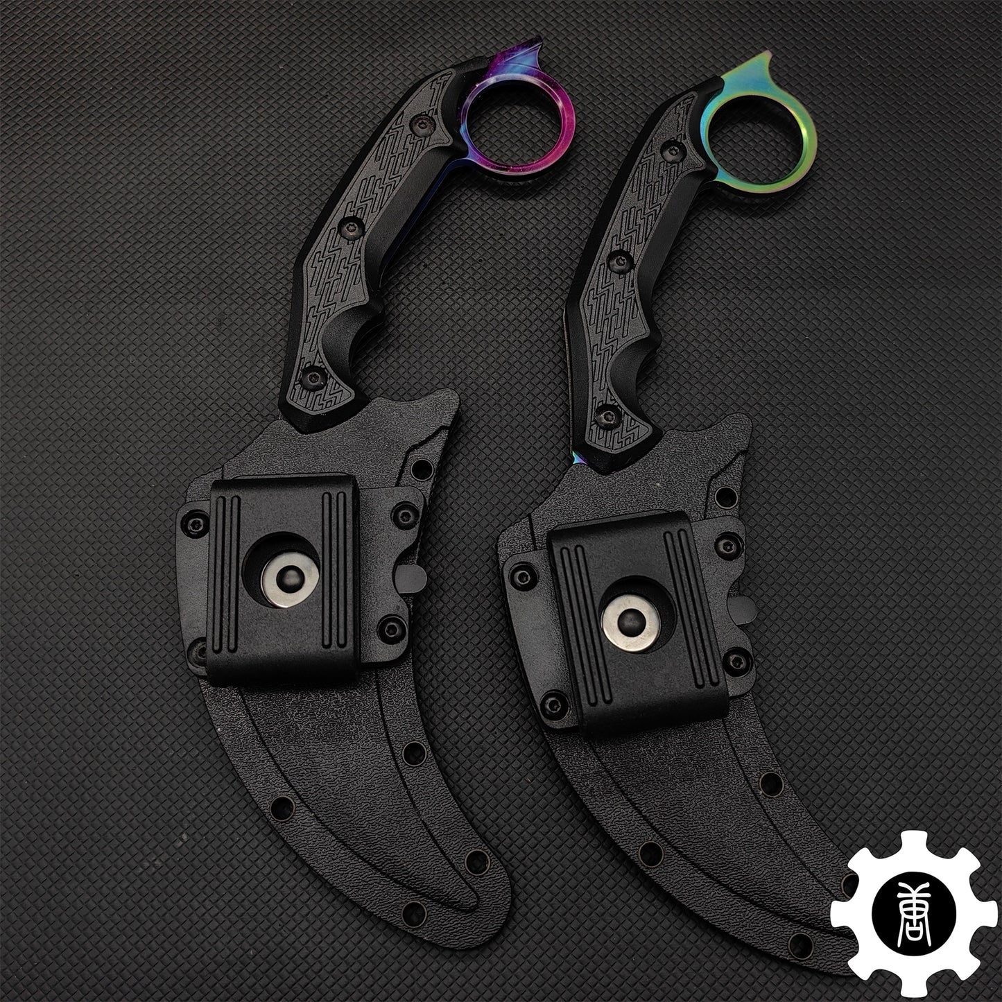 Galaxy Blue Steel Tactical Karambit Knife Sharp Blade