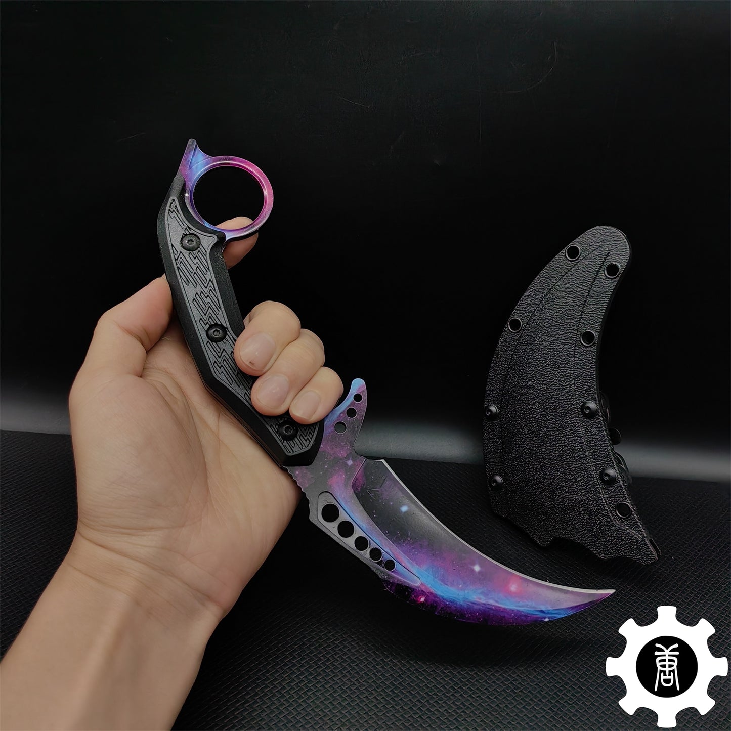 Galaxy Blue Steel Tactical Karambit Knife Sharp Blade