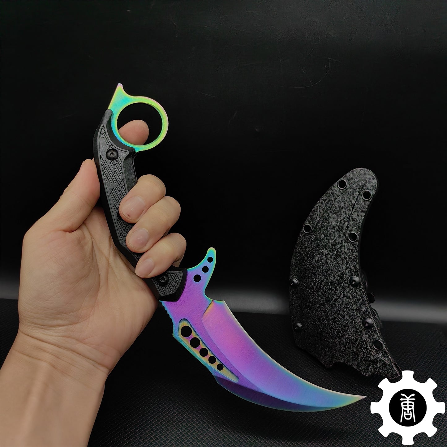 Galaxy Blue Steel Tactical Karambit Knife Sharp Blade