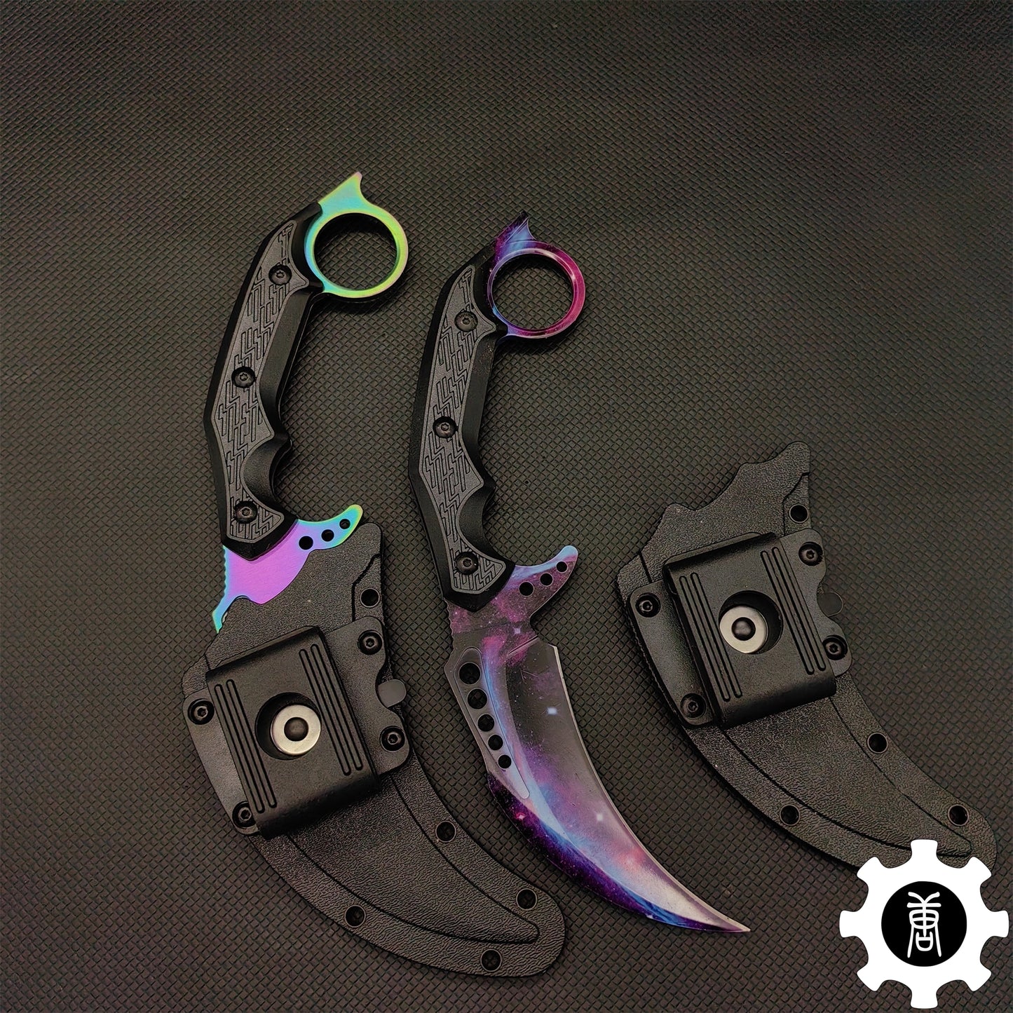 Galaxy Blue Steel Tactical Karambit Knife Sharp Blade