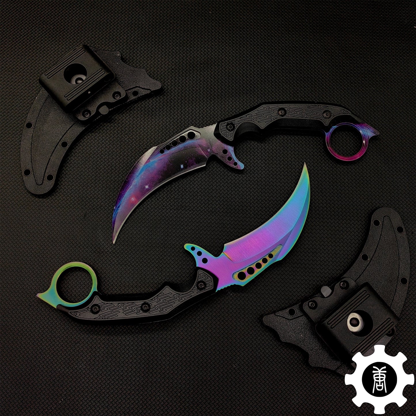 Galaxy Blue Steel Tactical Karambit Knife Sharp Blade