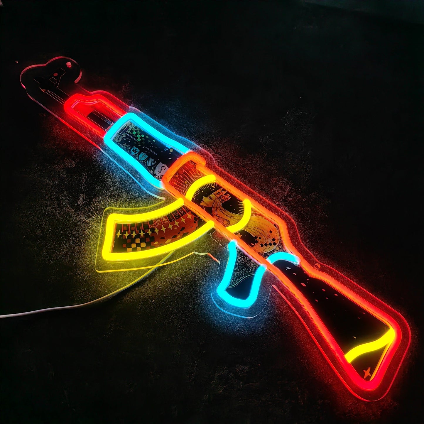 AK47 The Empress 3D Colorful Neon Night Lamp Wall Decor