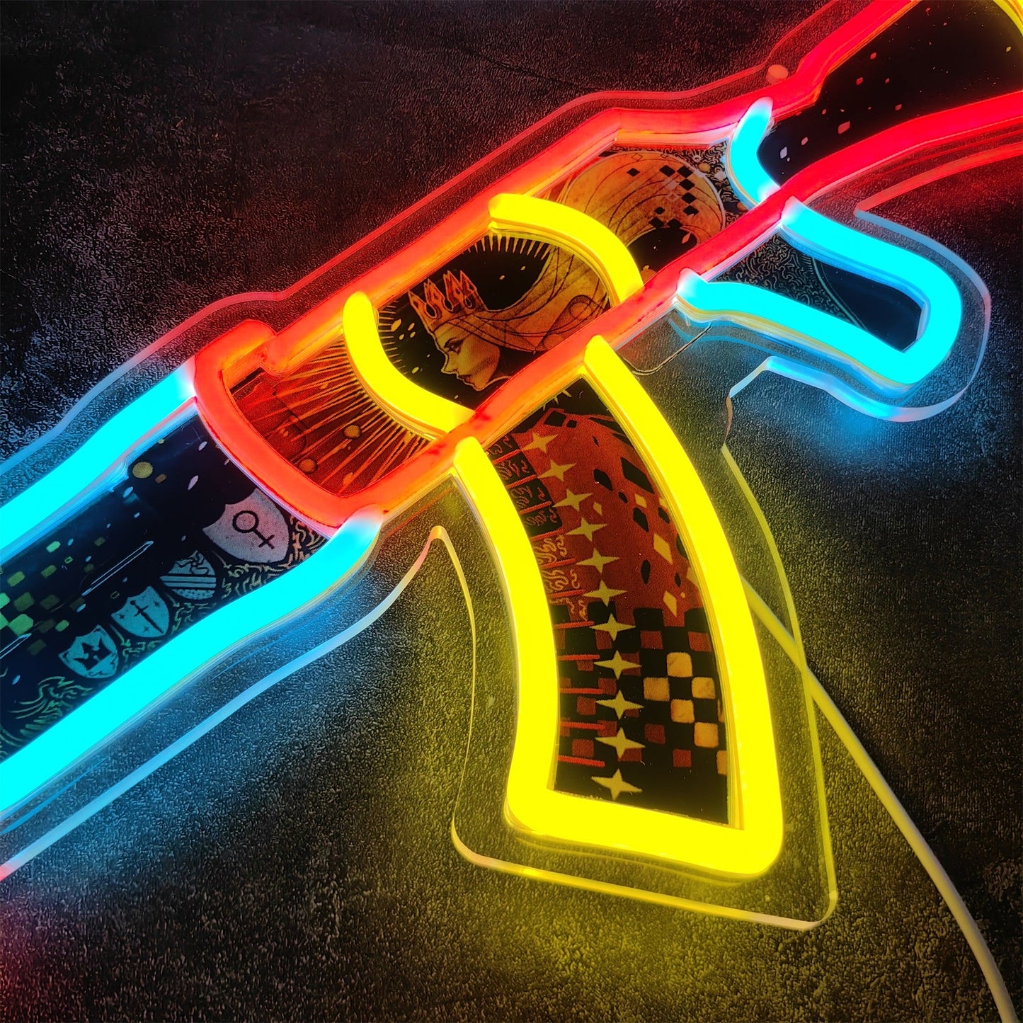 AK47 The Empress 3D Colorful Neon Night Lamp Wall Decor