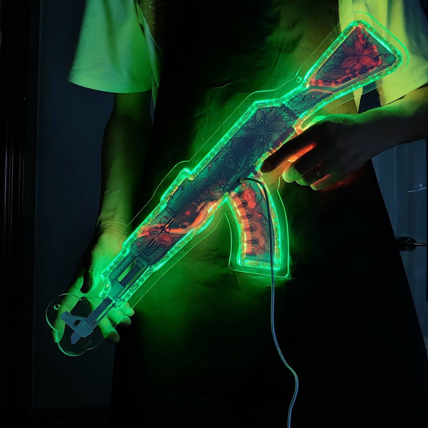 AK47 Wild Lotus 3D Colorful Neon Light Wall Sign Decor