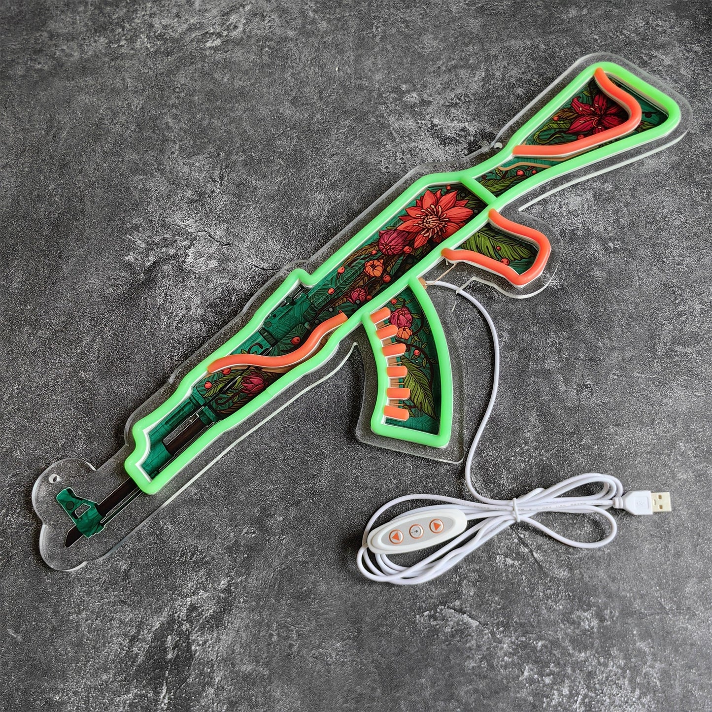 AK47 Wild Lotus 3D Colorful Neon Light Wall Sign Decor