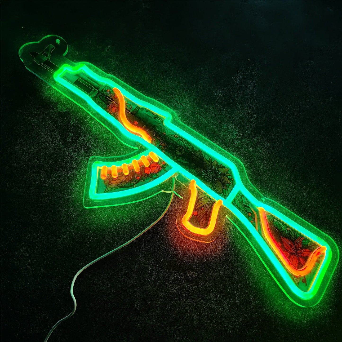 AK47 Wild Lotus 3D Colorful Neon Light Wall Sign Decor