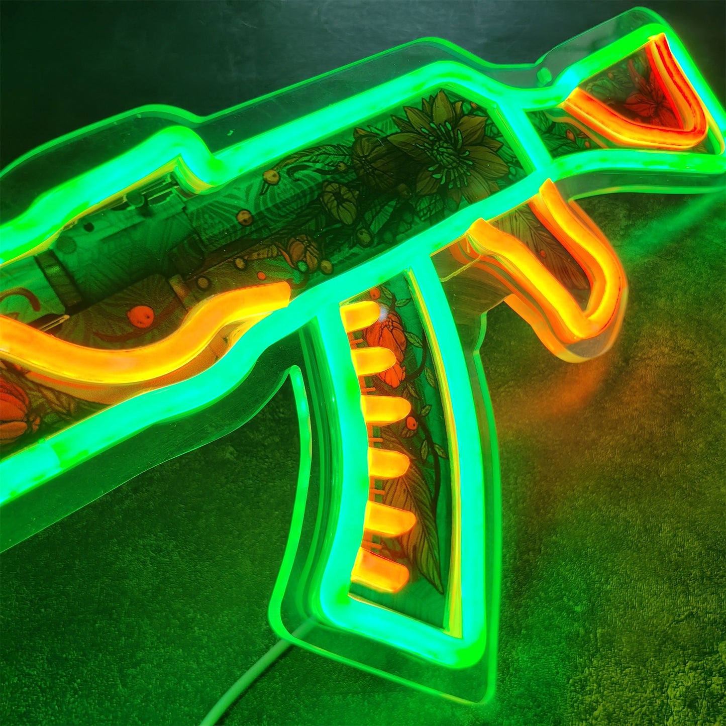 AK47 Wild Lotus 3D Colorful Neon Light Wall Sign Decor
