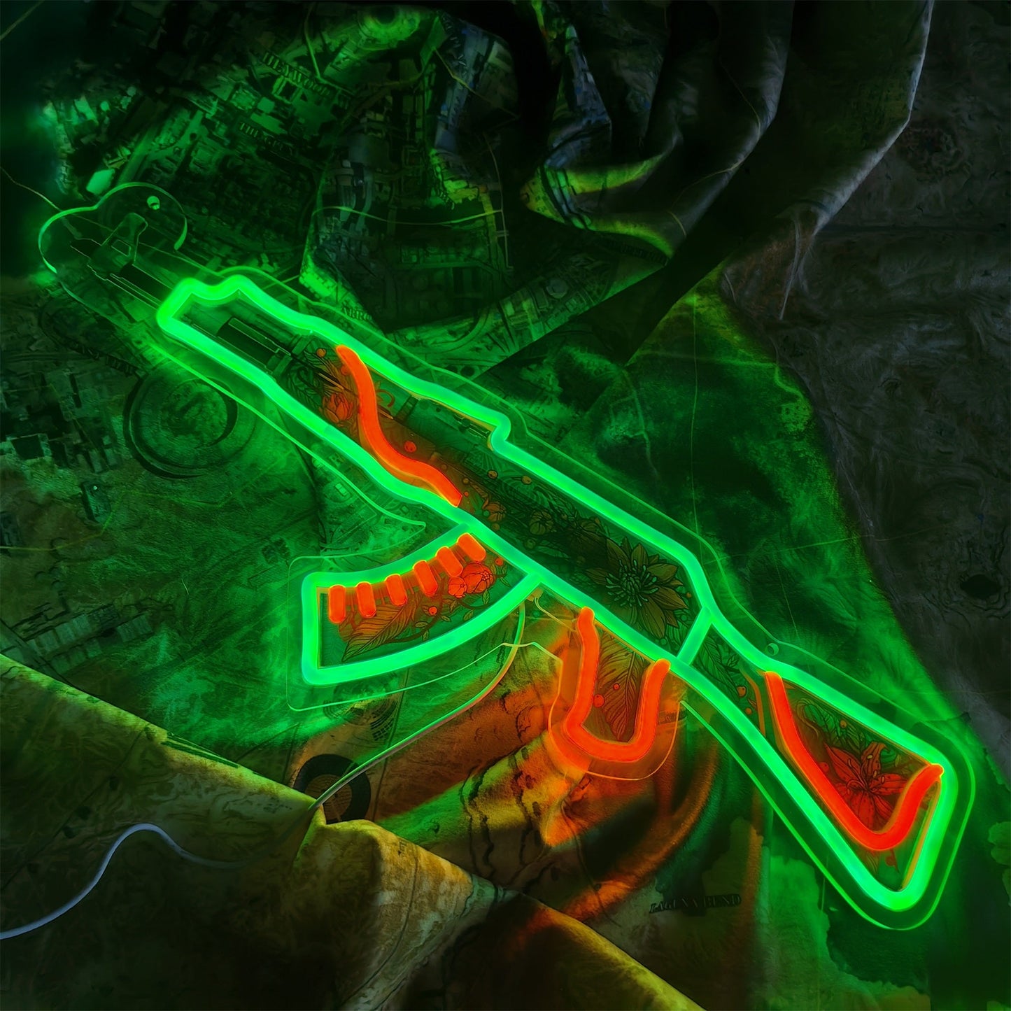 AK47 Wild Lotus 3D Colorful Neon Light Wall Sign Decor