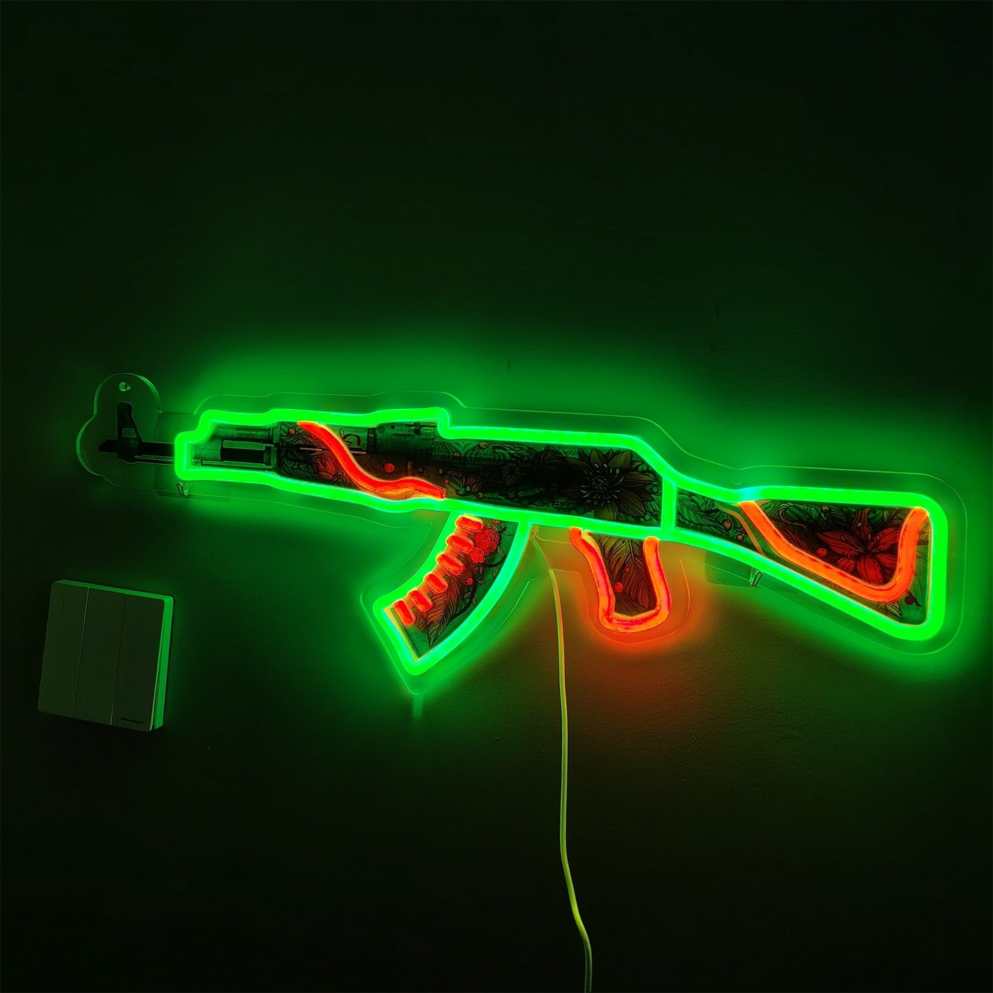 AK47 Wild Lotus 3D Colorful Neon Light Wall Sign Decor