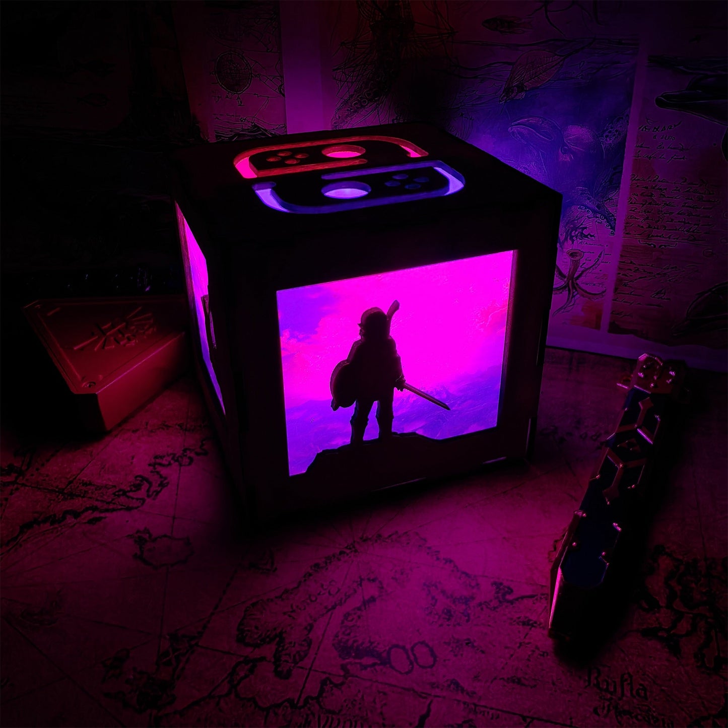Link Figures Wood Cube Light Desk Decor