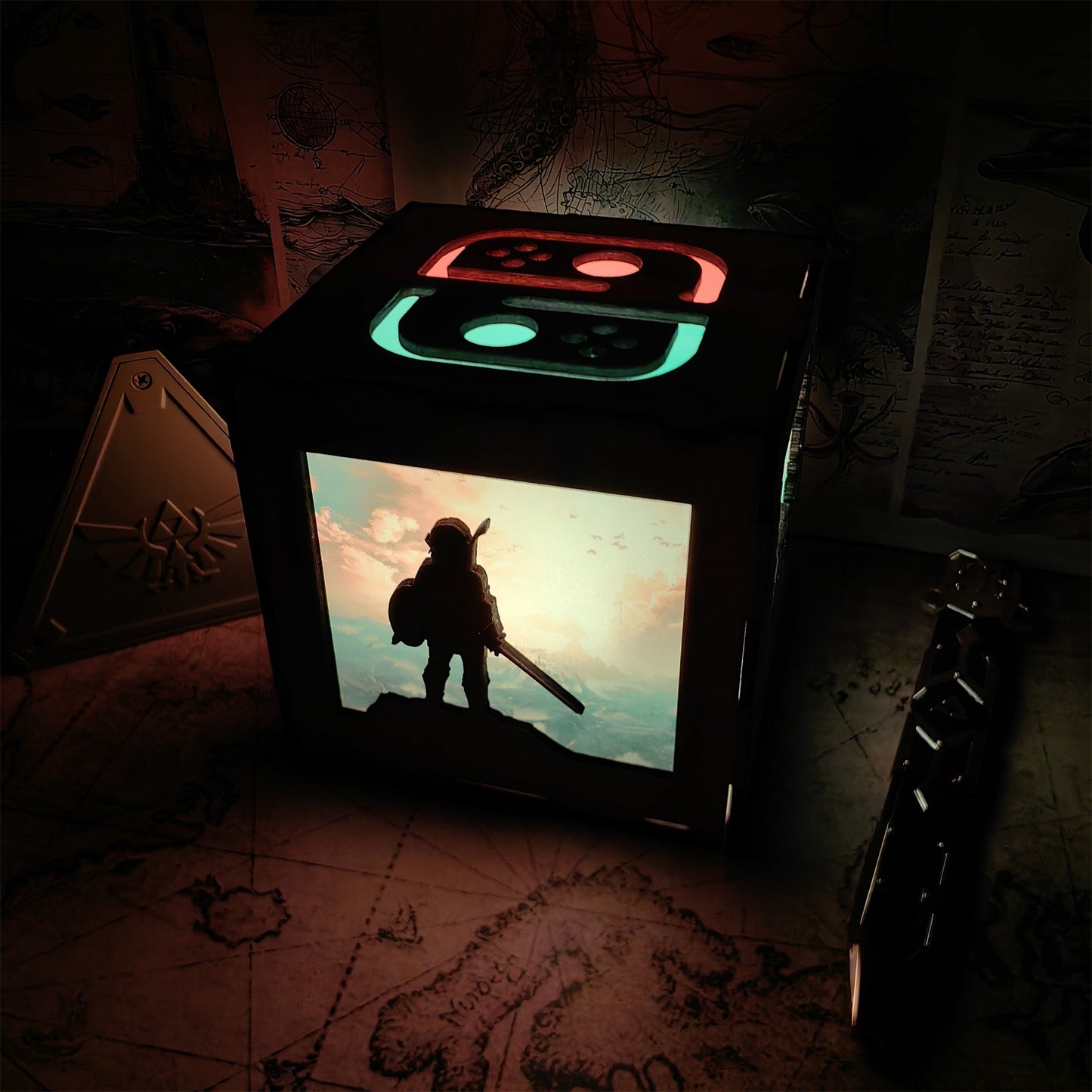 Link Figures Wood Cube Light Desk Decor