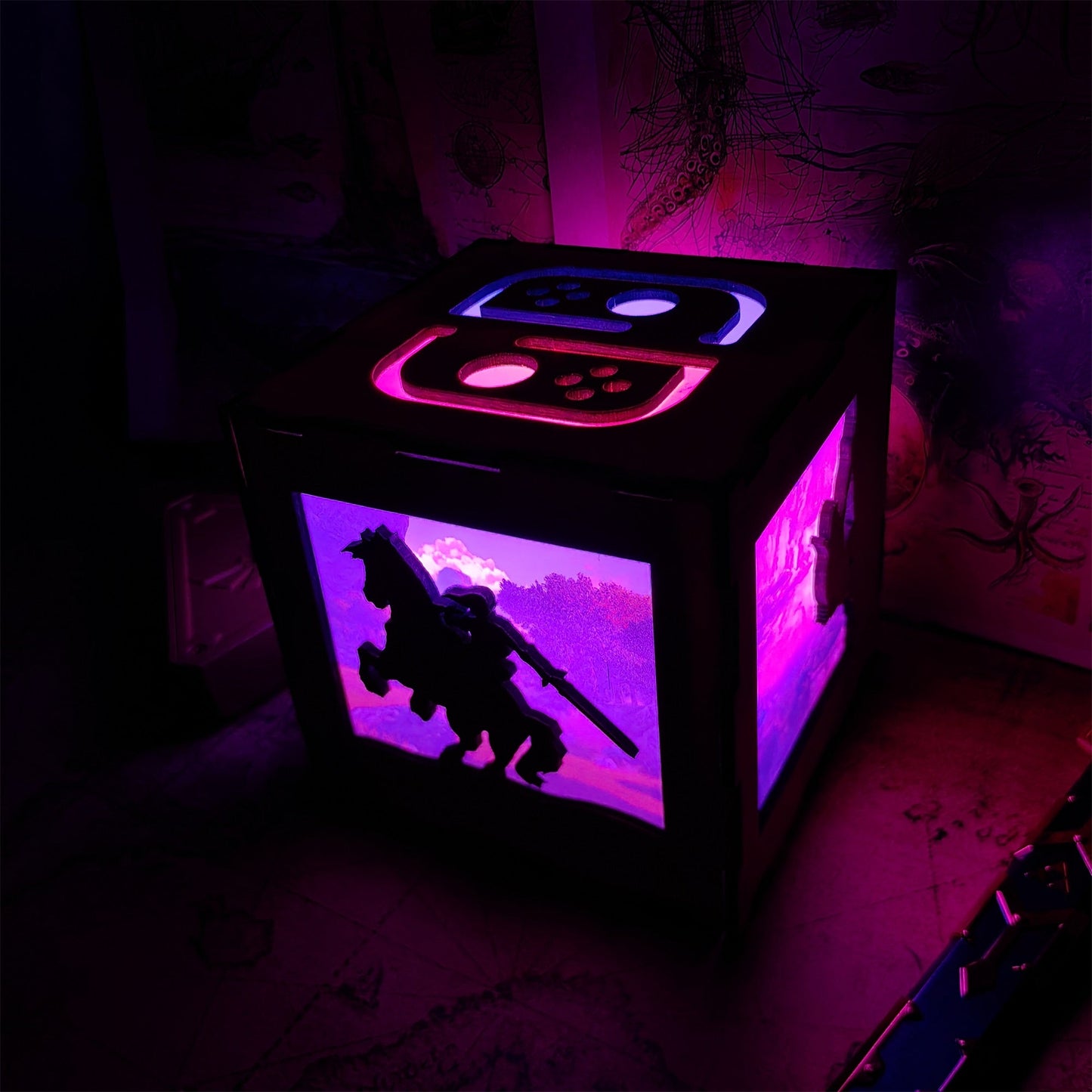 Link Figures Wood Cube Light Desk Decor
