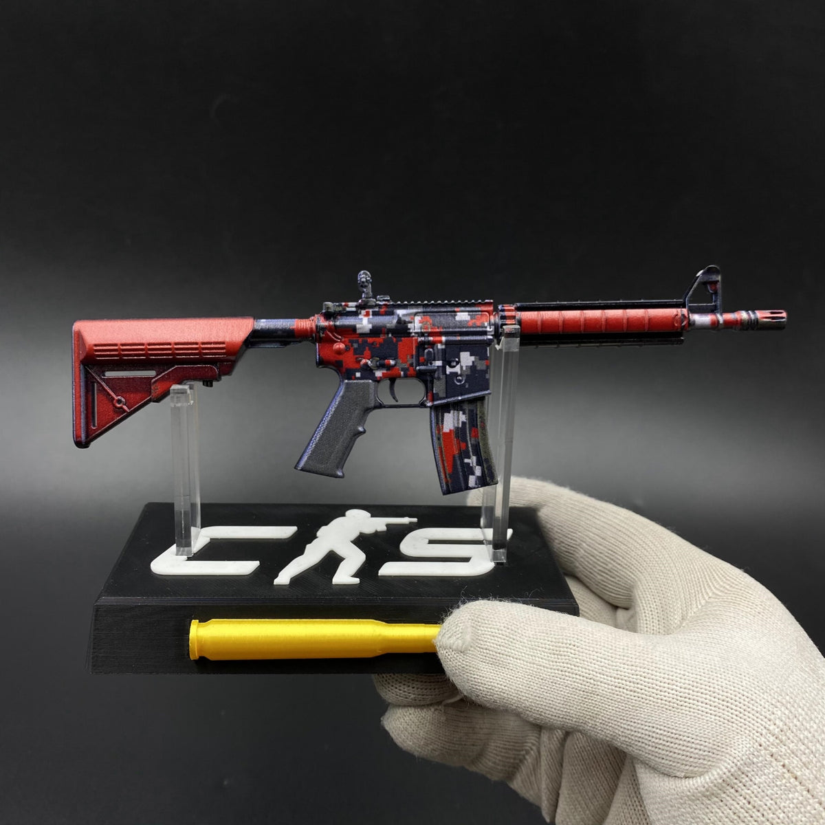 Hot Game Skin CS M4A4 Red DDPAT Gun Miniature Collection