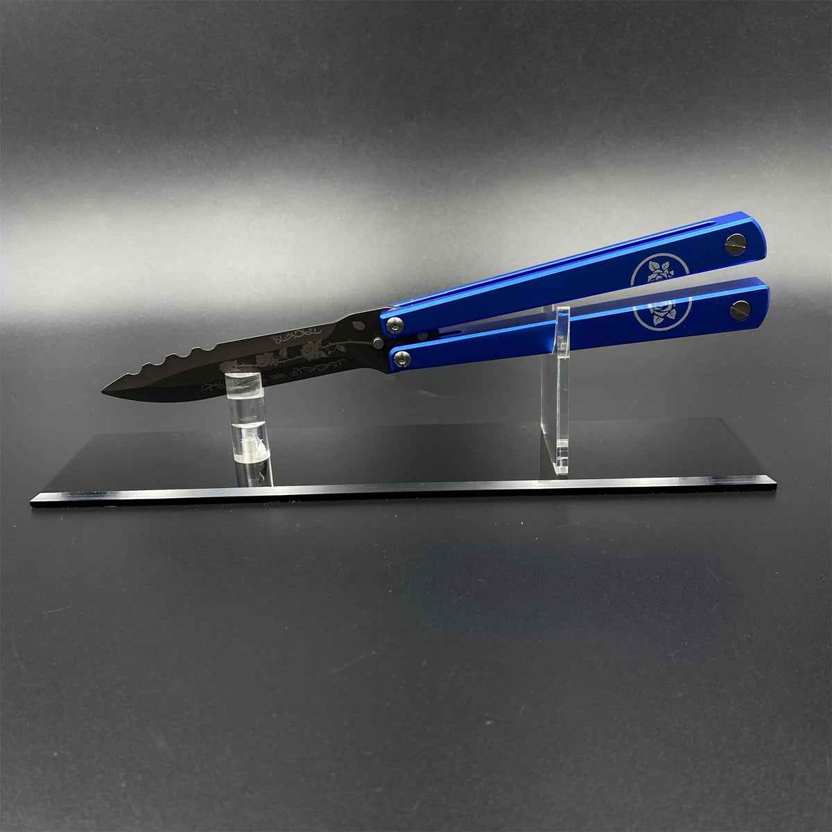 High-End TF2 Black Rose Butterfly Knife Trainer CNC Aluminum Alloy Handle Balisong Trainer