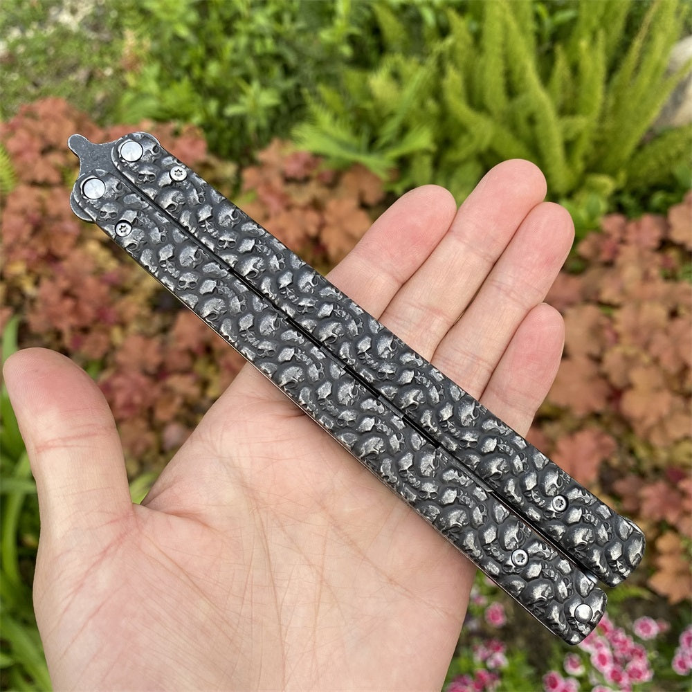 3D Skeleton Skull Relief Balisong Butterfly Knife Trainer