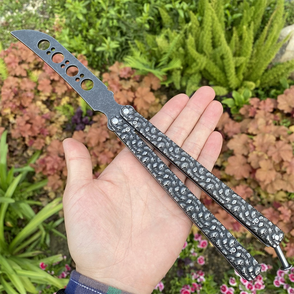 3D Skeleton Skull Relief Balisong Butterfly Knife Trainer