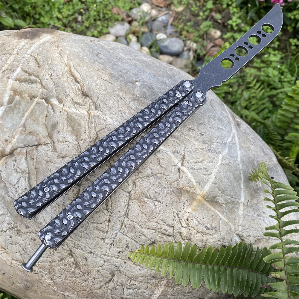 3D Skeleton Skull Relief Balisong Butterfly Knife Trainer
